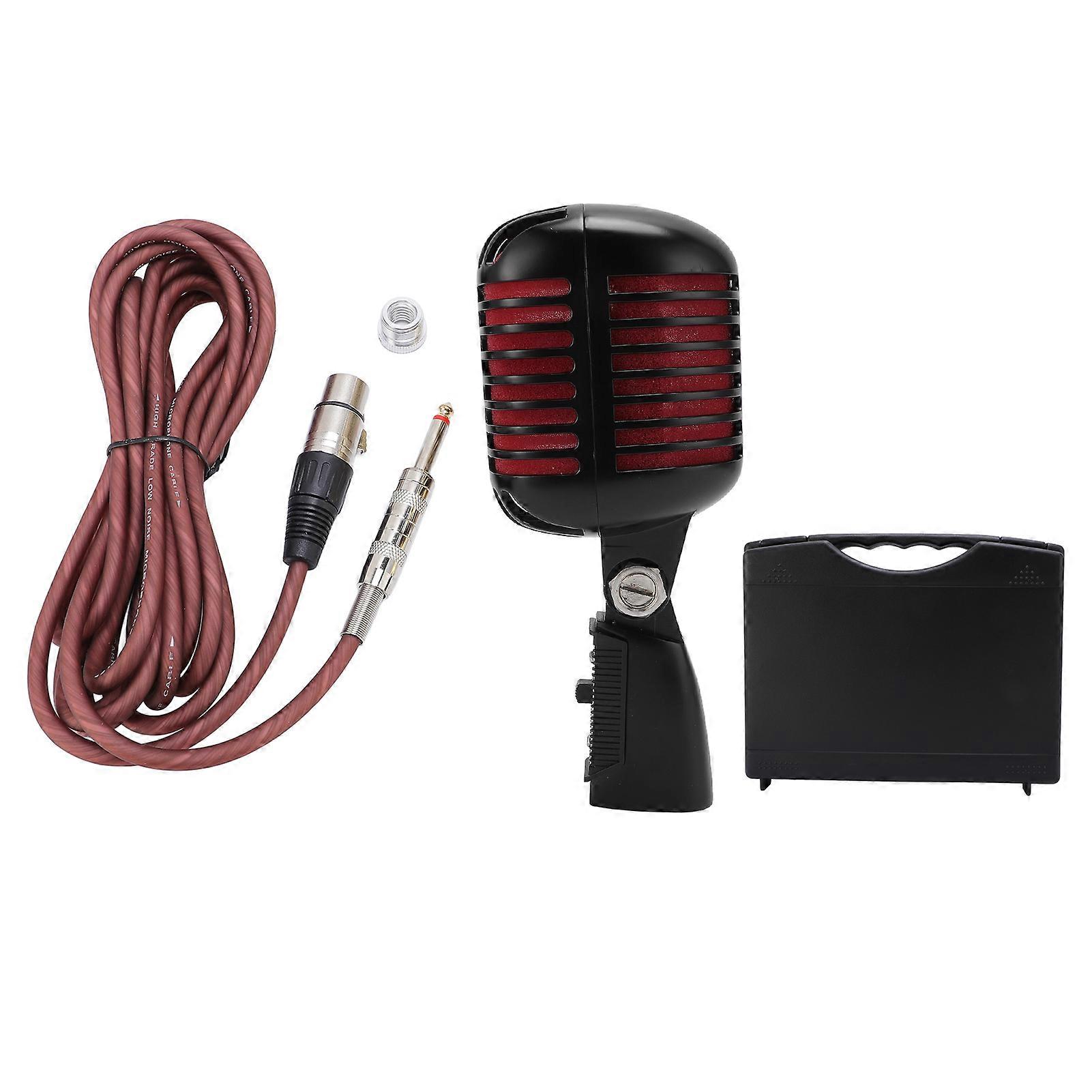 Dynamic Microphone Retro Cardioid Pickup Angle Adjustable Mic for Stage Performance KTV Black
