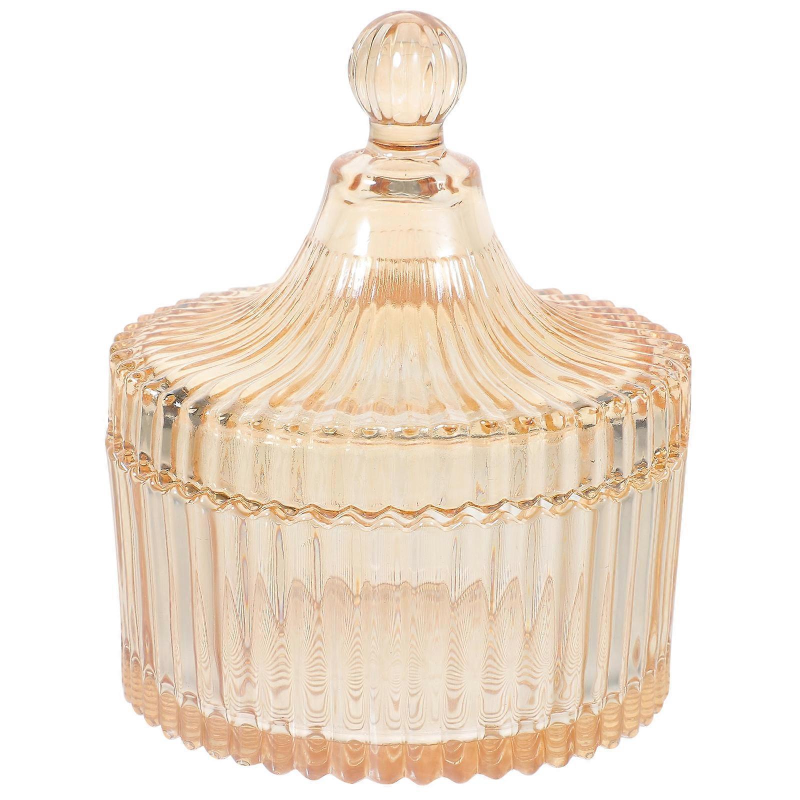 Apothecary Jars Cotton Swab Holder Storage Organizer For Bathroom Items Round Glass 1Pcs