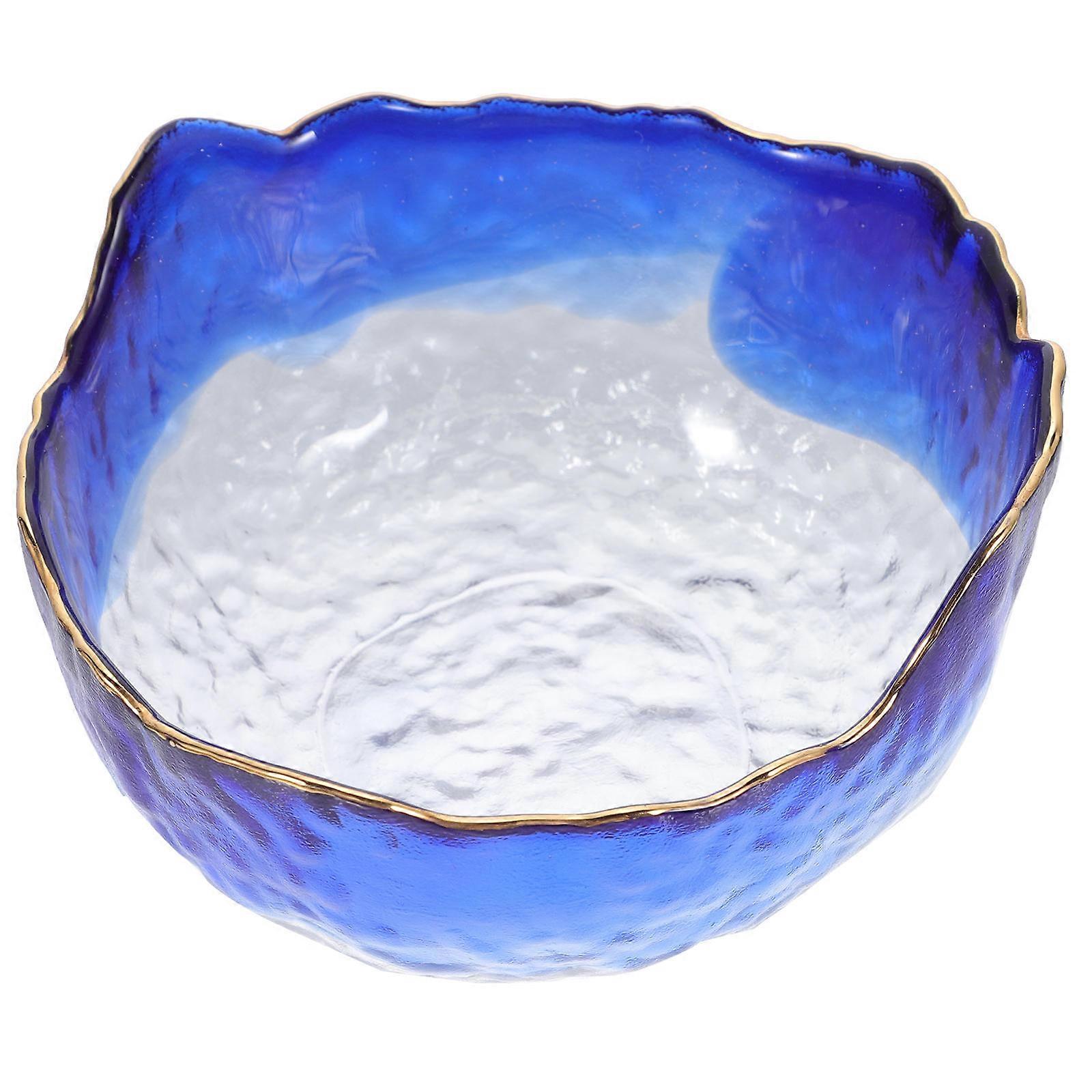 Blue Glass Nail Soaking Bowl for Manicure Hand and Storage 6.5 x 4 inches