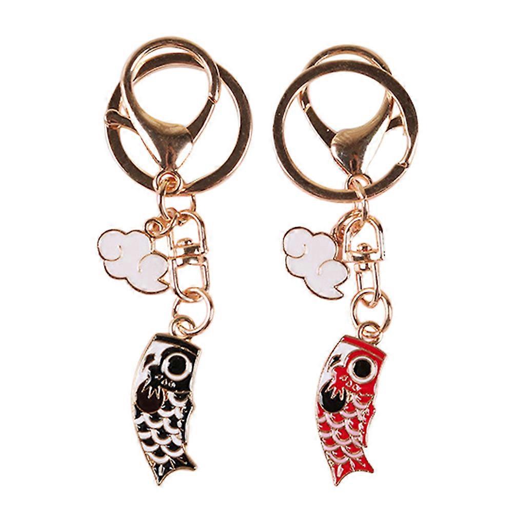 Diy Key Ring Hanging Pendant Metal Keychain Carp Shape Bag Pendant Red Color 9 5X3X0 4Cm 2Pcs