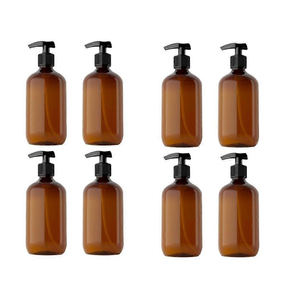 8Pcs 300ml PE Emulsion Bottle Sanitizer Subpackaging Bottle Empty Refillable Bottle Brown