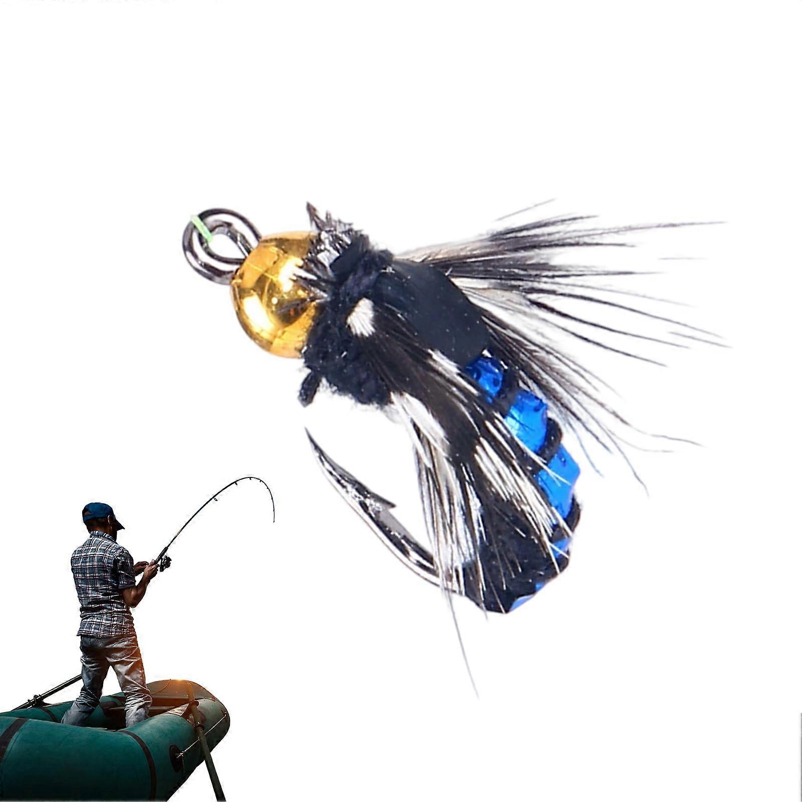 Forellen Angelkoeder Trout Bait With Hook For River Stream Fishing Tenkara Trolling Casting Jigging Dry Wet Flies Blue