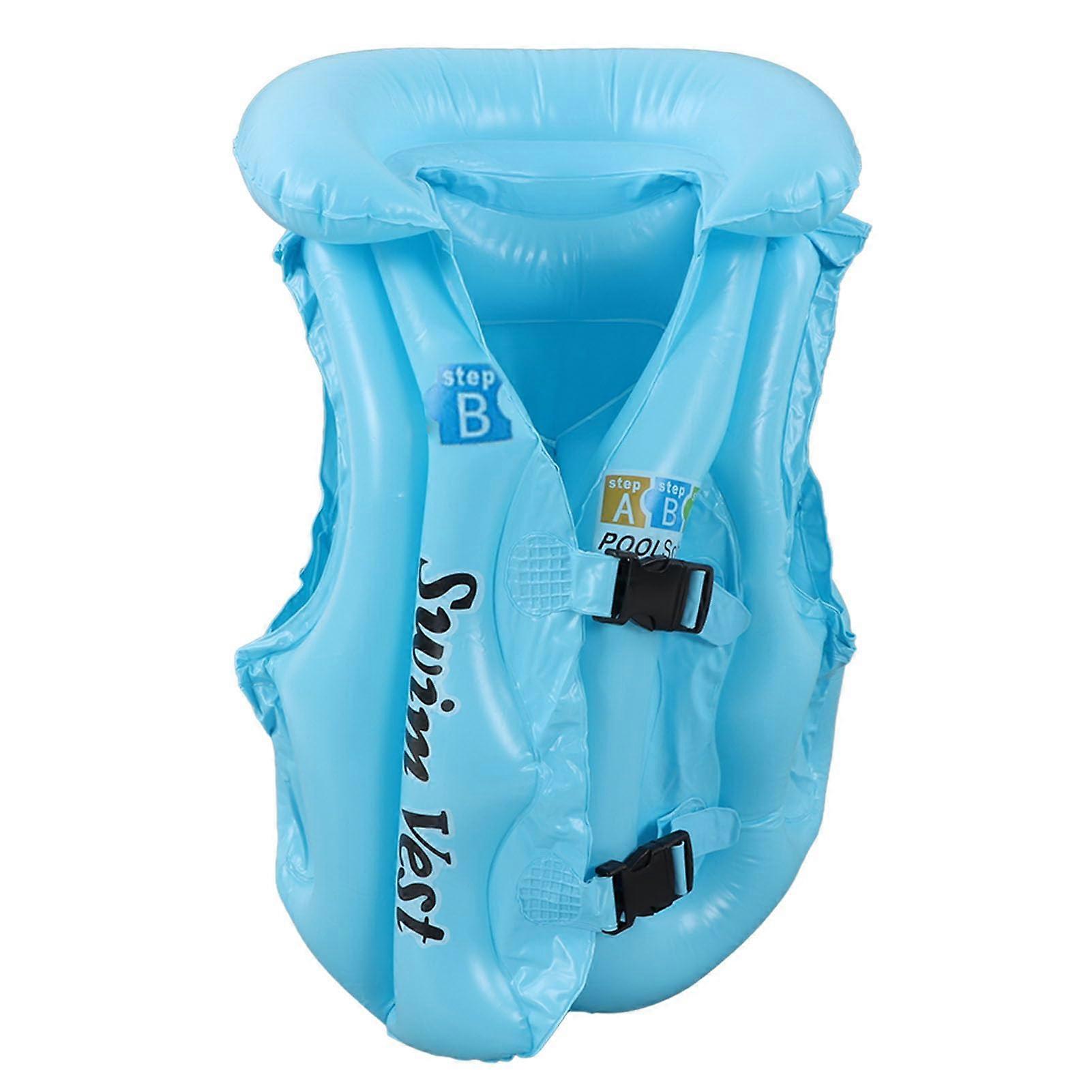 Children's Swimming Vest for Ages 3-8, Adjustable PVC Life Jacket with Balanced Floats and Quick Release, Blue, Medium Size