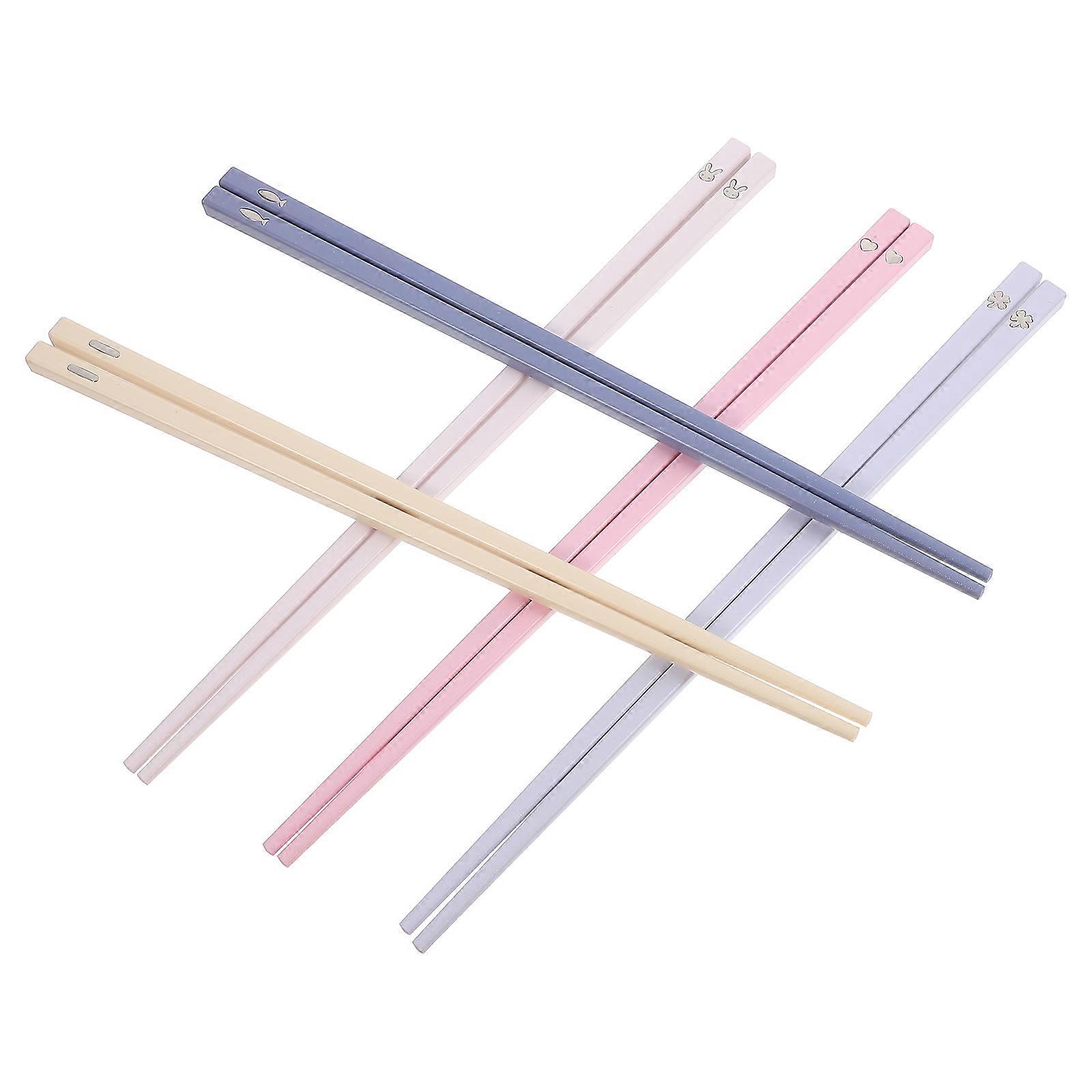 Metal Chopsticks High-Temperature Resistant Non-Slip Grip Tableware for Casual Dining 5 Pairs