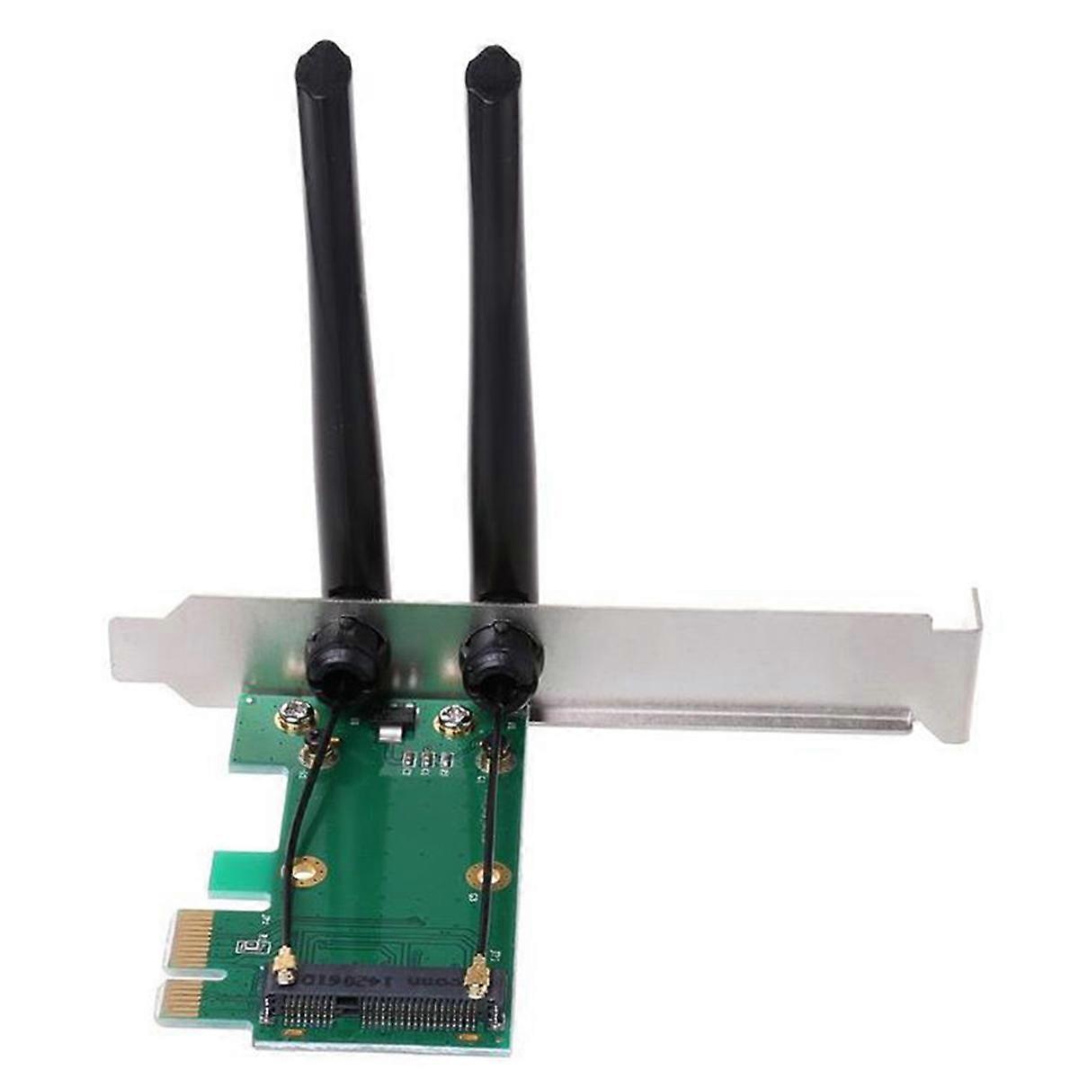 Wireless Card WiFi Mini PCI-E Express to PCI-E Adapter with 2 Antenna