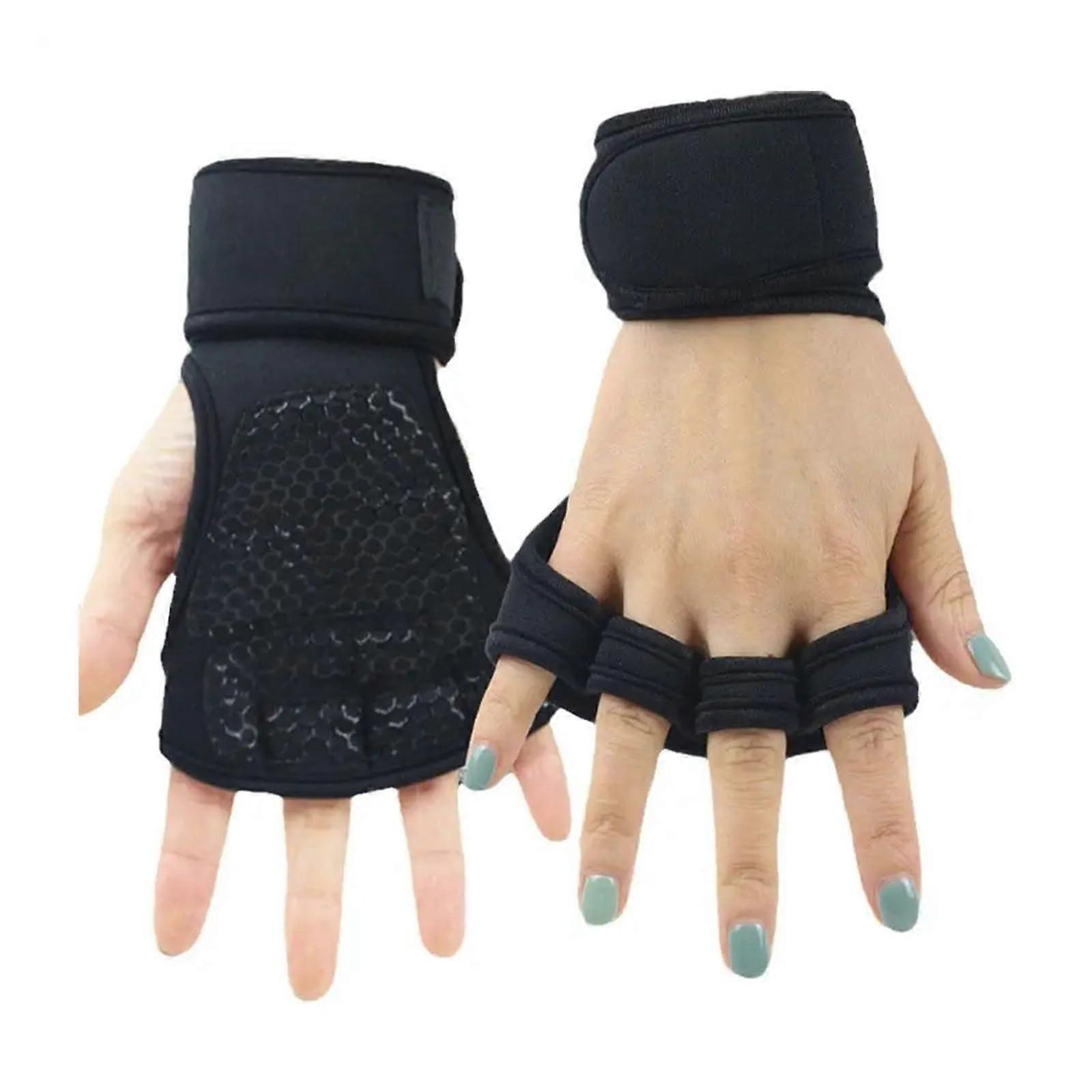 Sport Handschuhe Gym Gewichtheberhandschuhe für Männer und Frauen, Rutschfeste Halbfinger-Sporthandschuhe, Größe M, Schwarz