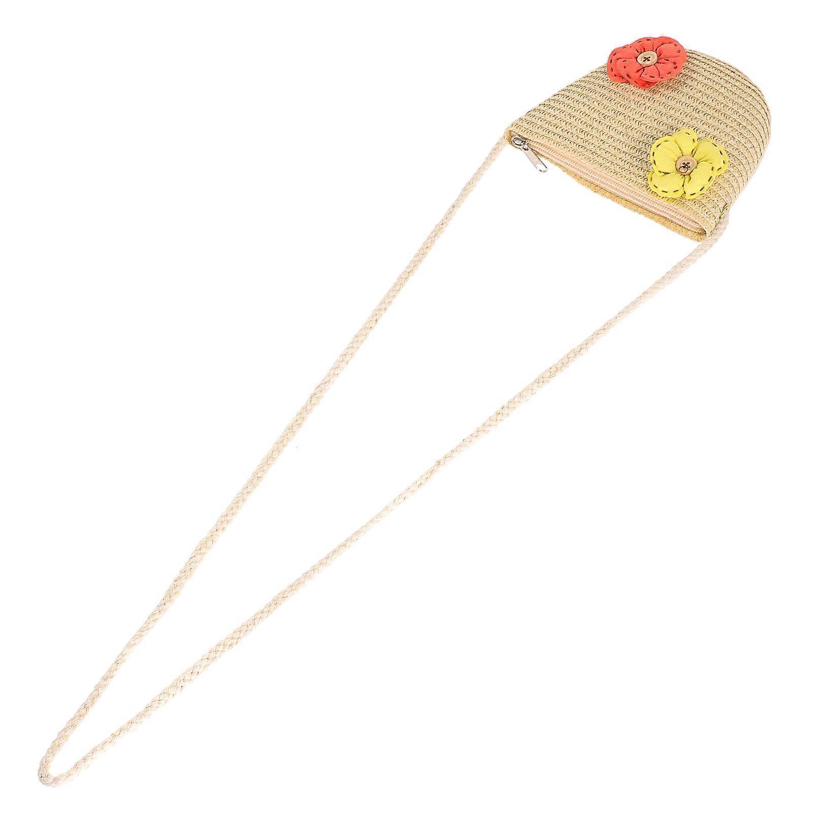 Small Straw Purse Little Girls Crossbody Bag for Beach Vacation 20.5X5.5X2.6in 1Pack
