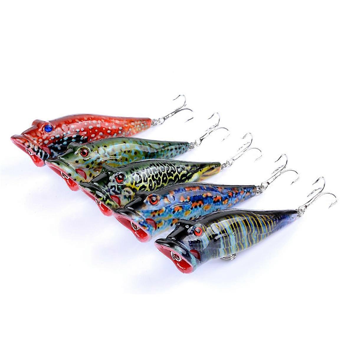 Artificial Baits Fishing Lures For Deep Sea Fishing Floating Fish Shape Assorted Color 5Pcs