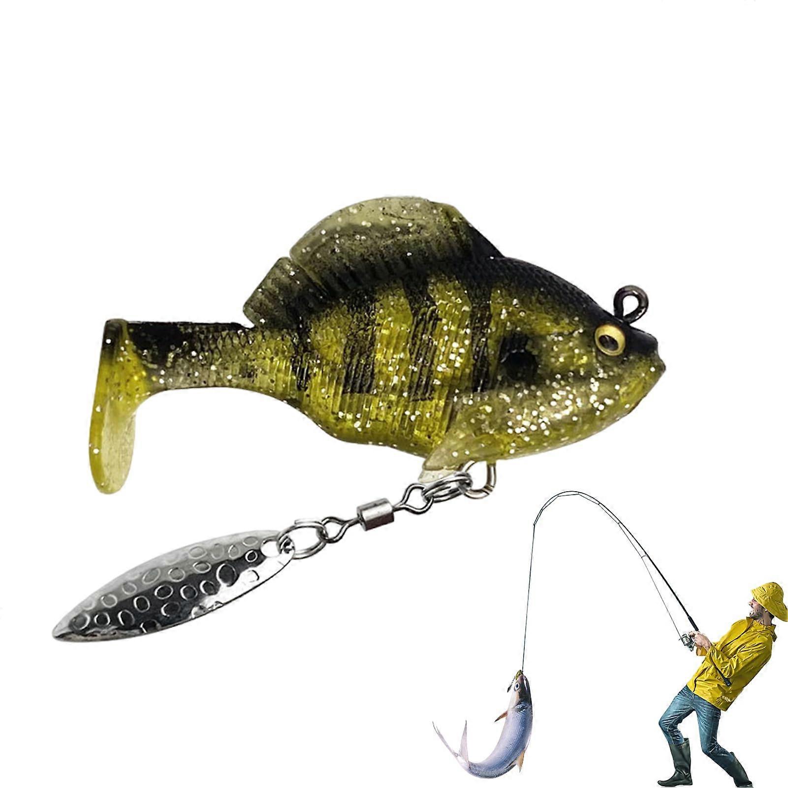Freshwater Bait Topwater Realistic Swimbait Weedless Slow-Sinking Lure For Bass Catfish Pike Gold and Black Back