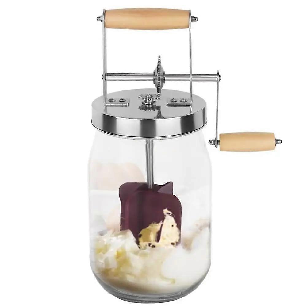 Hand Crank Butter Jug - 1L Silicone Manual Butter Maker and Cream Blender, Kitchen Mixer for Homemade Cream and Butter