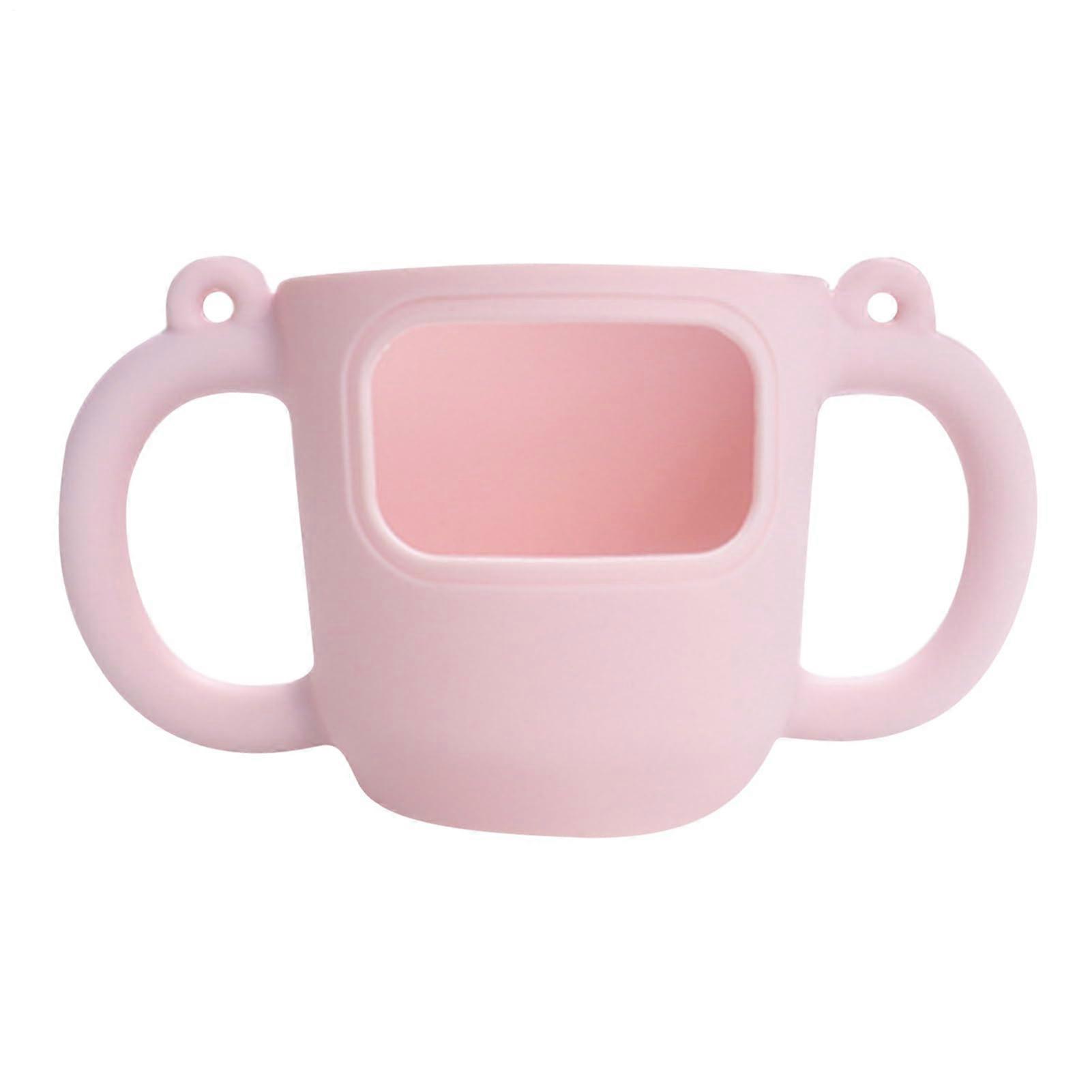 Silicone Sleeve Holder for Tumbler, Cup Handle with Grip AntiSlip Cover Pink and White