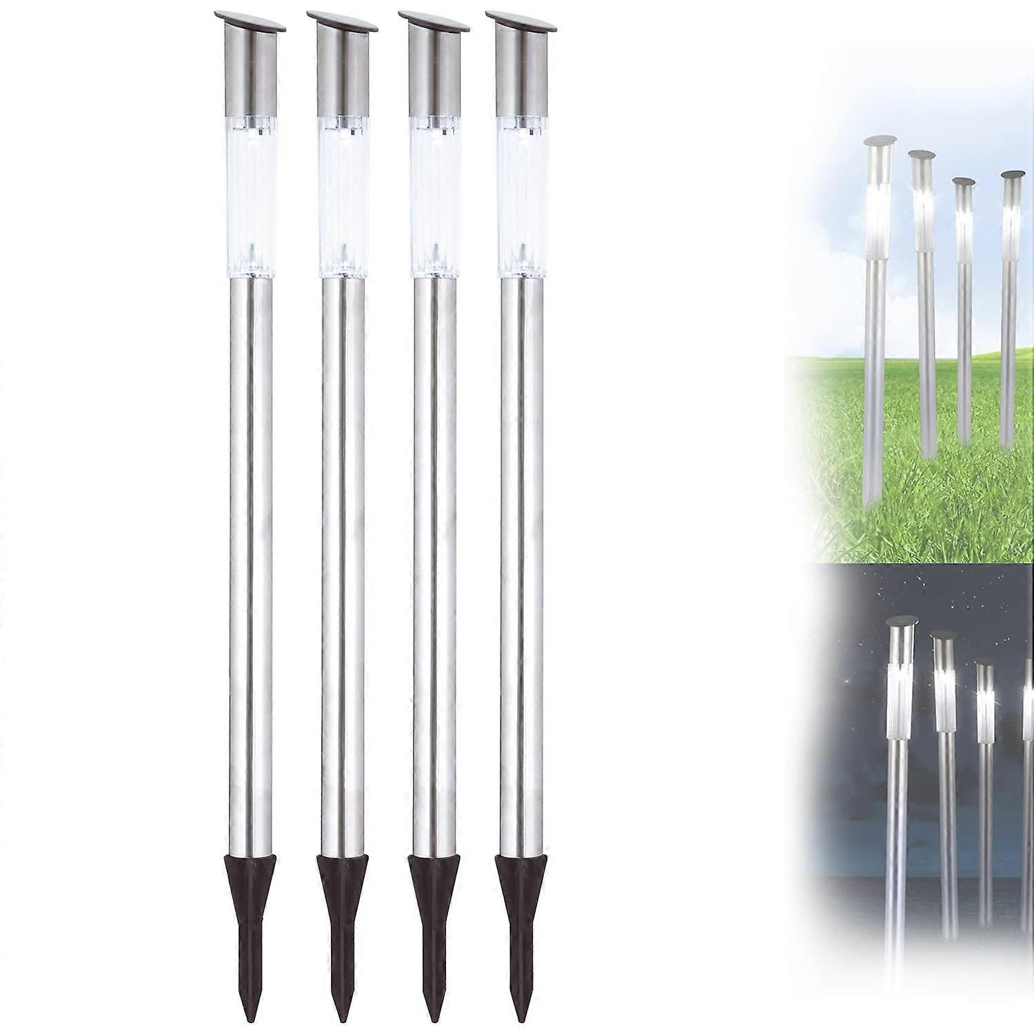 LED Solar Lamp with Ground Spike 4Piece Stainless Steel Path Lamp Set (70 cm)