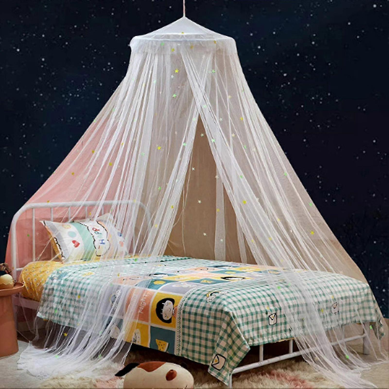 1 Set Glow-in-the-Dark Polyester Stars Canopy for Princess Bed