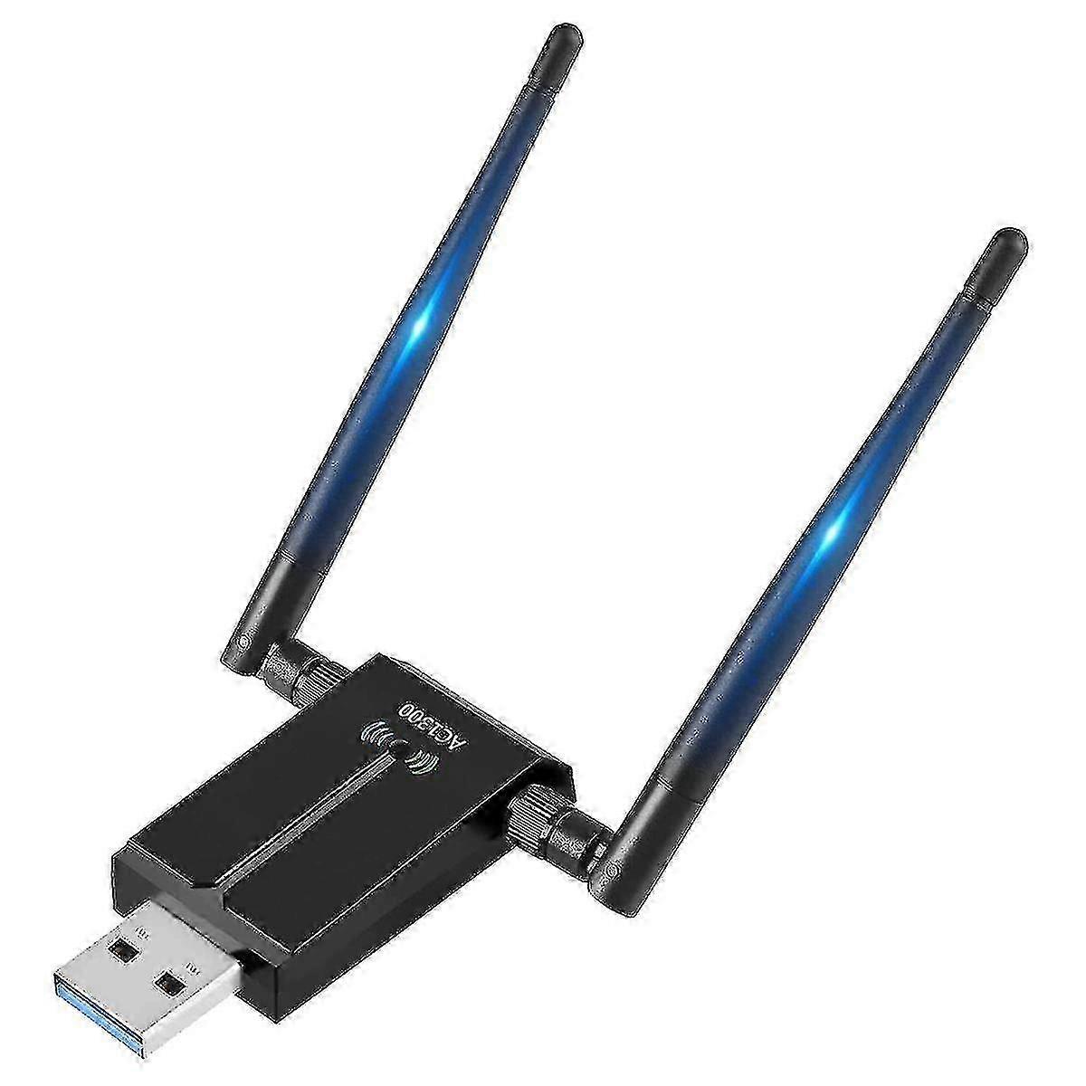 1300mbps Long Range USB WiFi Adapter for PC Desktop Laptop, USB Wireless Adapter Dual Band 2.4GHz 5