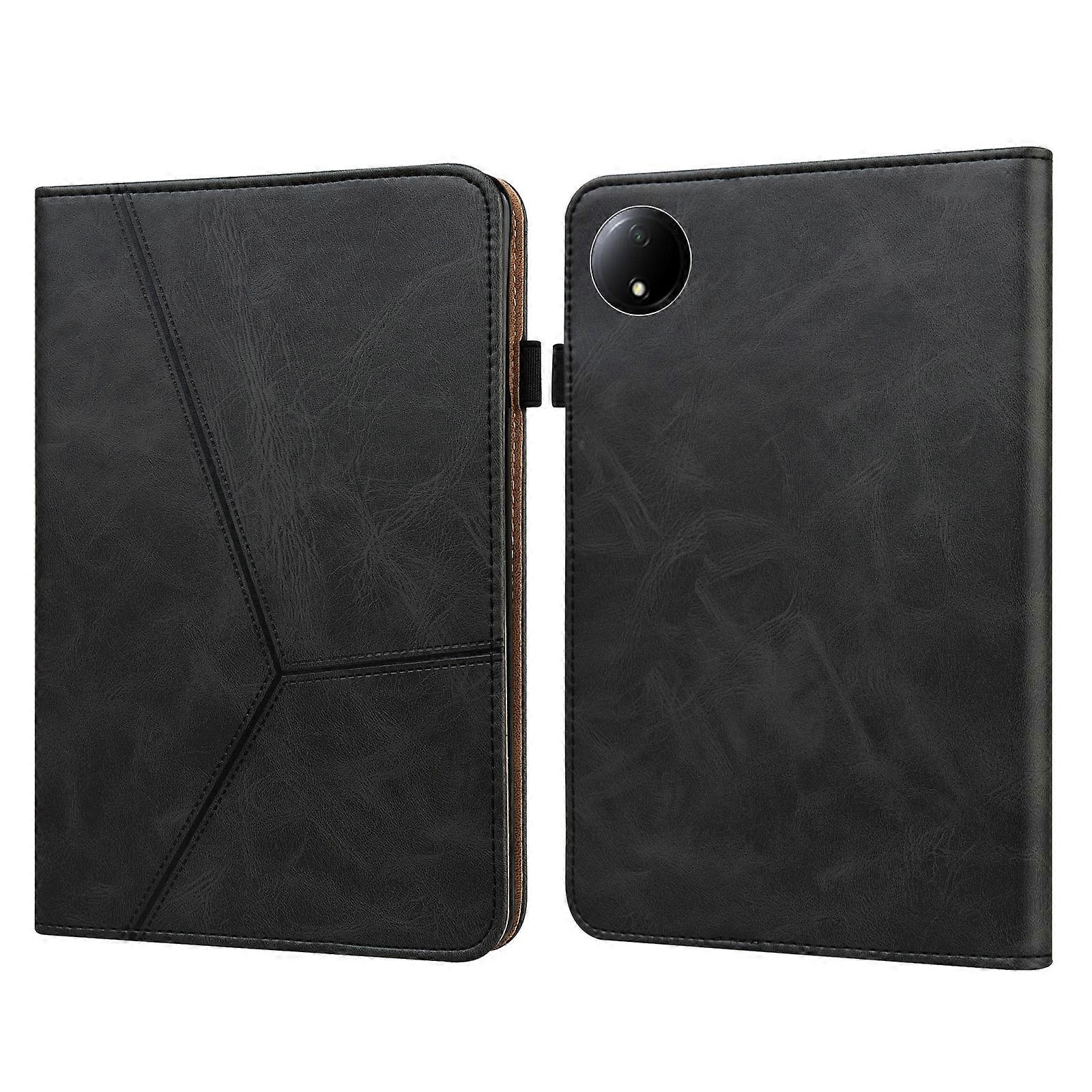 Solid Color Stripe Embossed Leather Tablet Case