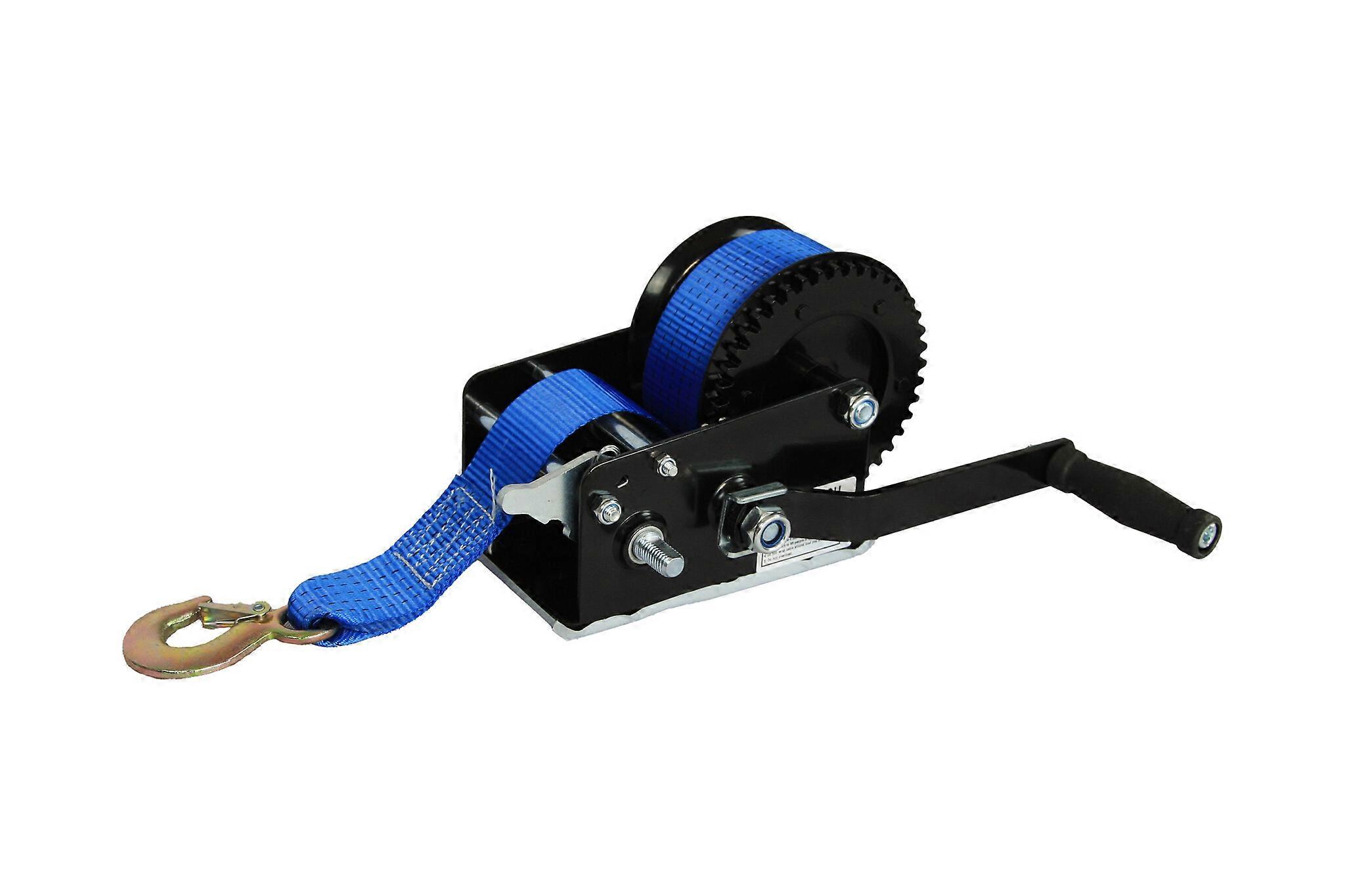Hand winch - 1500kg - with strap - 8 m - blue