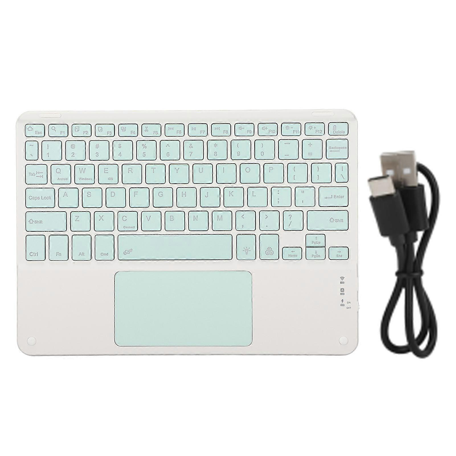 Touchpad Quadrate Keycap Ultra Thin 10inch Wireless Keyboard with RGB Backlight for Home Office