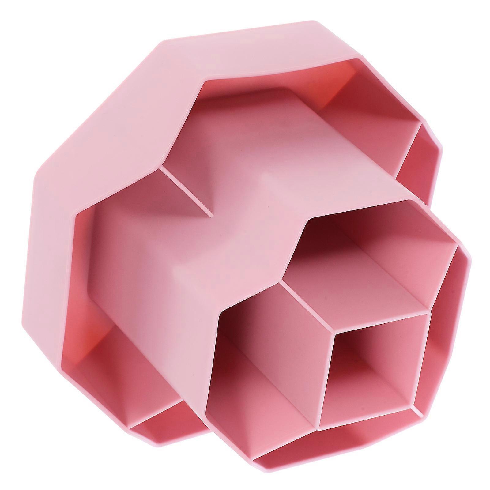 Rotating Desk Organizer for Pens, Cosmetic Brushes & Stationery – Large Capacity Storage Box for Office & Student Desktop Use – Pink