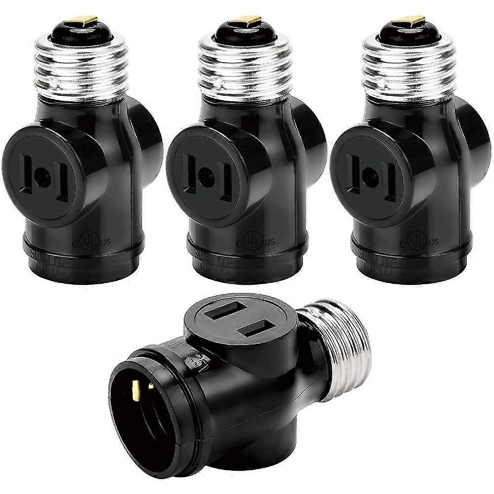 2 Outlet Light Socket Adapter Jackyled E26 Socket To Outlet Splitter Converter Medium Screw Socket Into 2 Polarized Outlet E26 Socket Adapter 4-pack