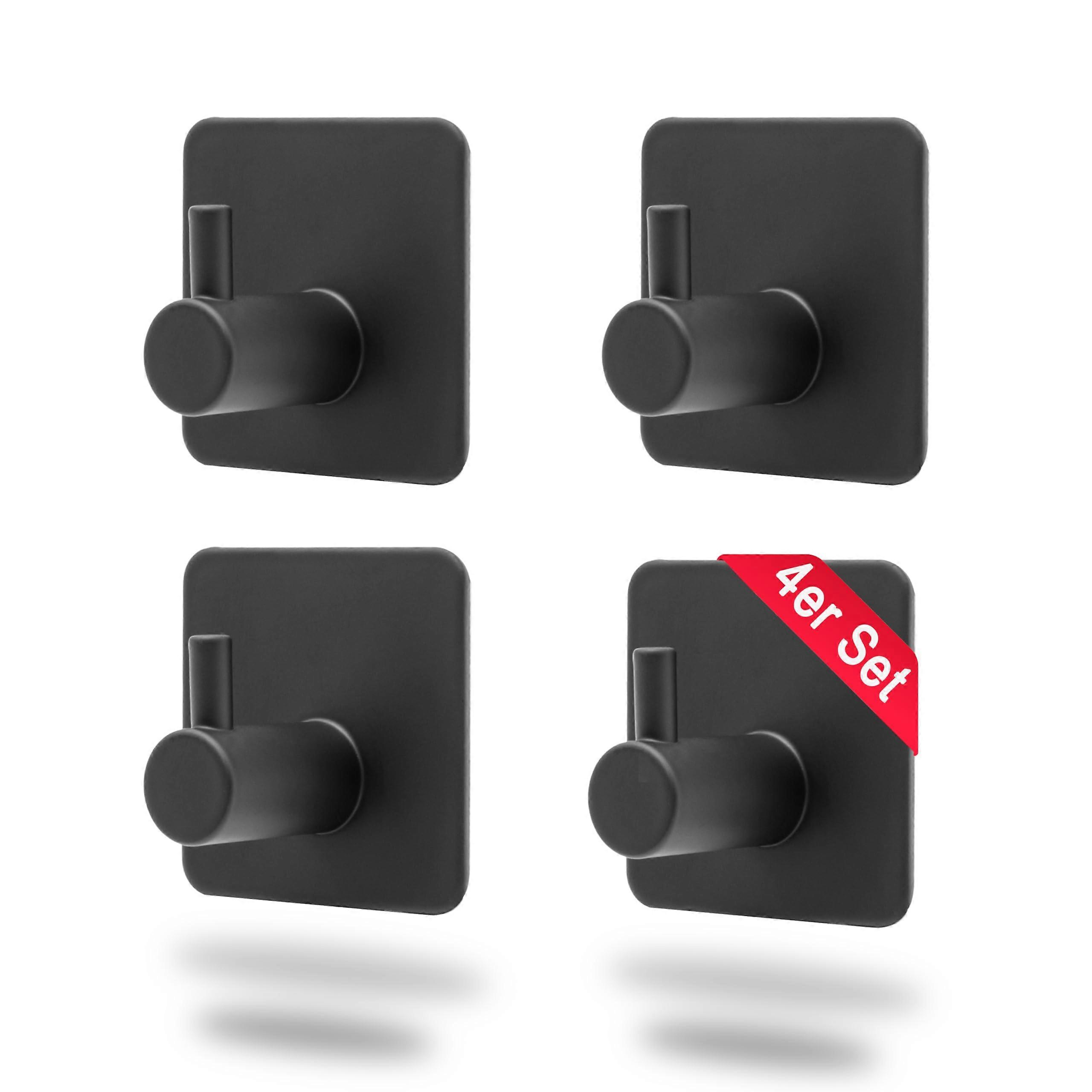 Pack of 4 Towel Holders without Drilling SelfAdhesive Hooks Adhesive Hooks Bathroom Towel Hooks SelfAdhesive Black