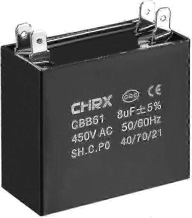 ACシーリングファンコンデンサ - バイメタルインサートポリプロピレンフィルム - 47x23x41mm - Cbb61 8uf 450V-ZY
