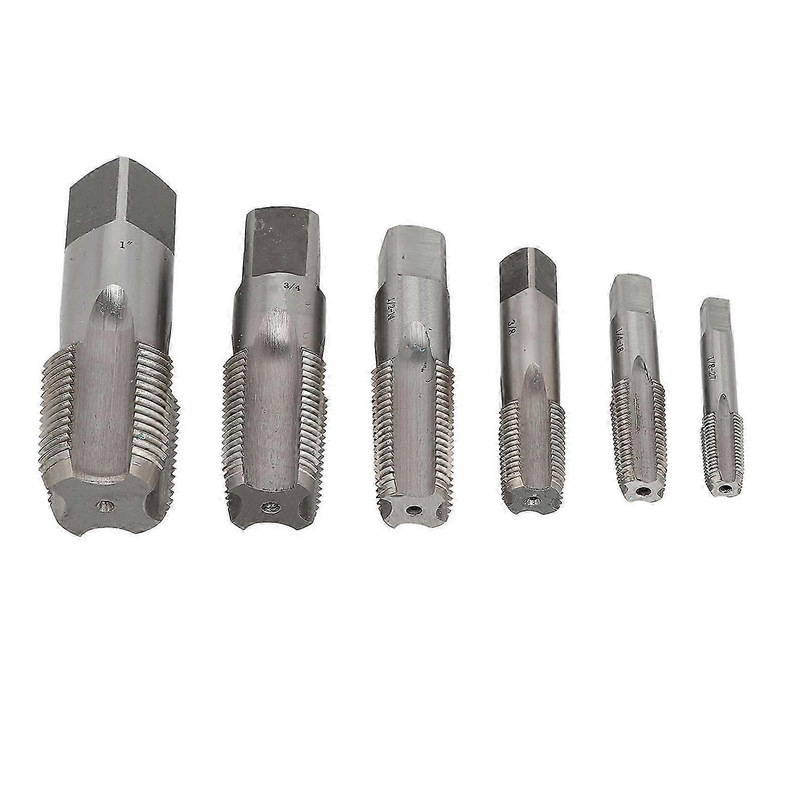 6-Piece NPT Pipe Tap Set for Plumbers - HSS Thread Taps with Storage Box for Industrial DIY Projects, Sizes: 1/8-27 to 1-11.5