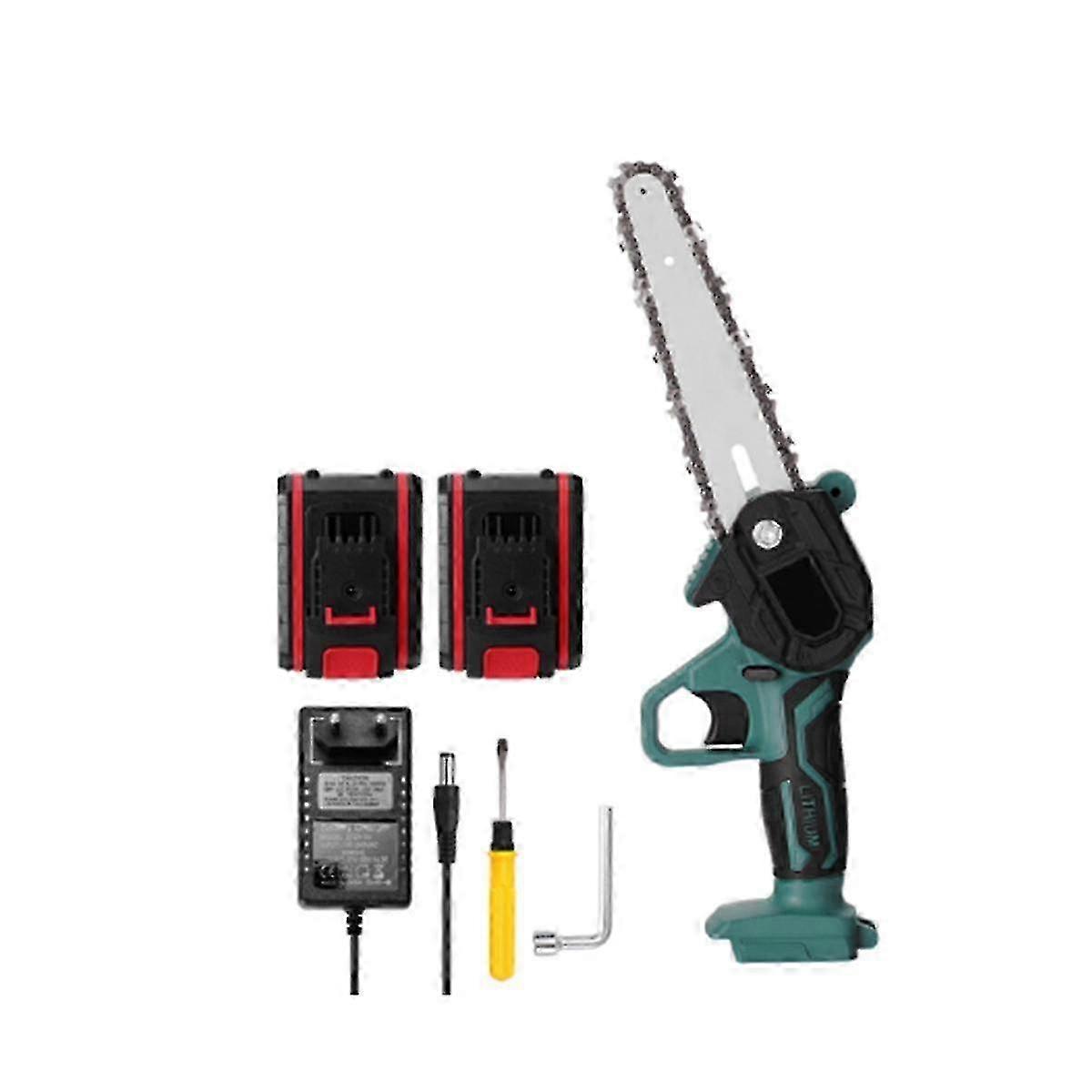 6-Inch Rechargeable Mini Electric Saw for Woodworking - One-Handed Design with 2 Batteries & EU Plug for Easy Cutting