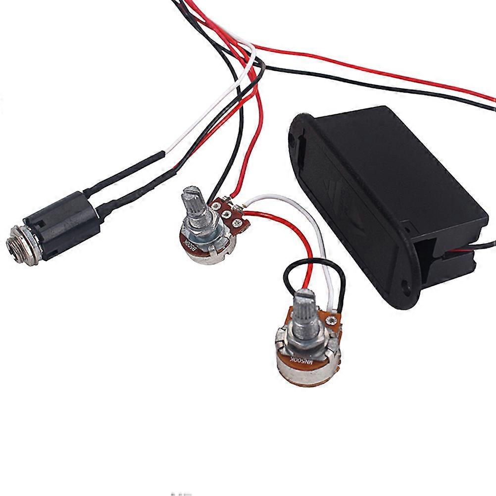 Equalizer Wiring Harness for Active Bass Pickup with Volume and Tone Pots for Piezo Equipped Instruments, Black