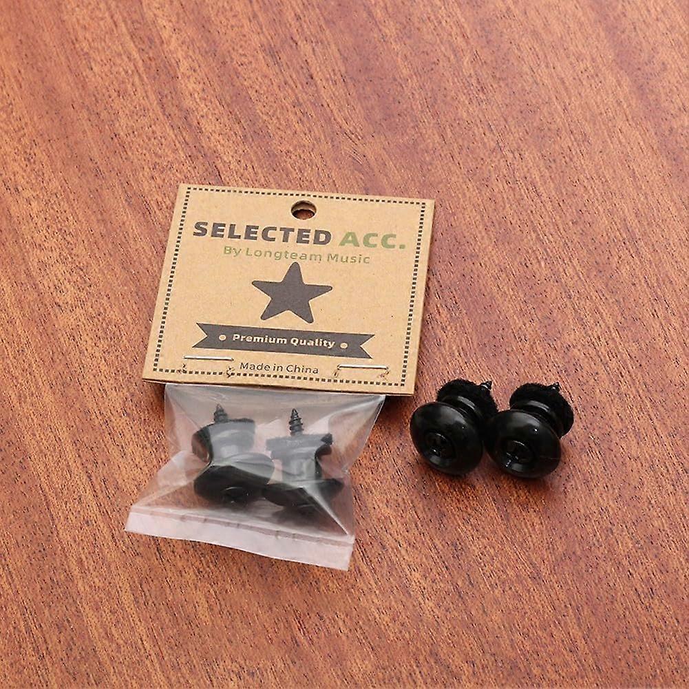 Guitar Strap Locks with Mounting Screws and Felt Pads, Black Color, Durable Metal, Universal Fit for All Guitars