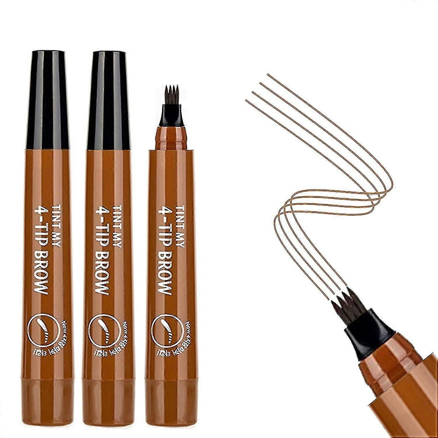 3pcs Light Brown Eyebrow Pen - Waterproof Microblading Eyebrow Pen,long