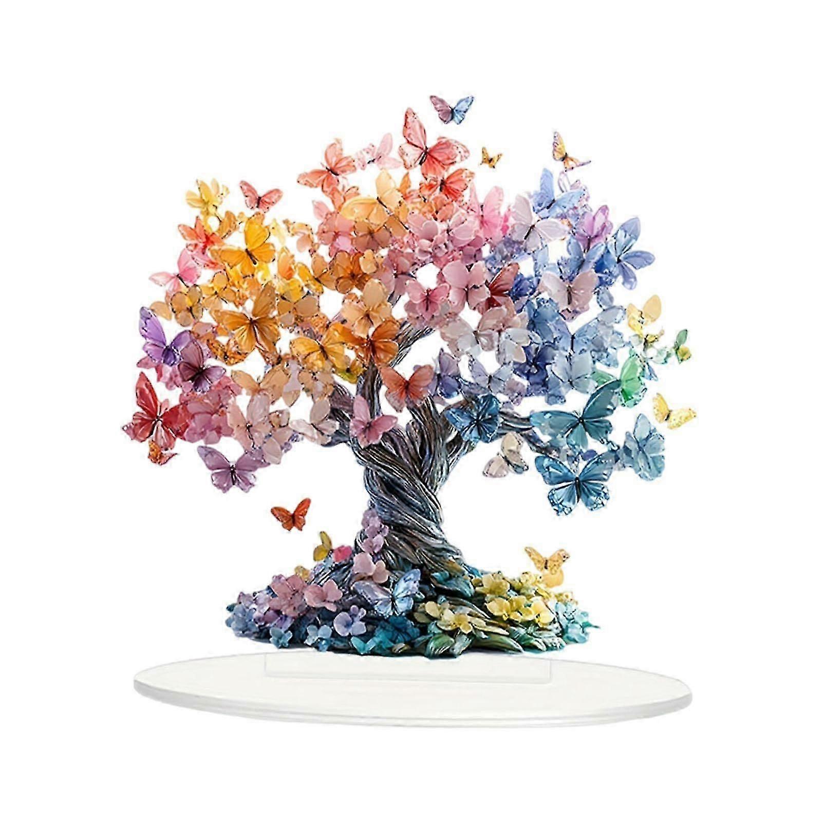 Lucky Tree Table Ornament with Base Multifunctional 2D Flat Acrylic Figurine
