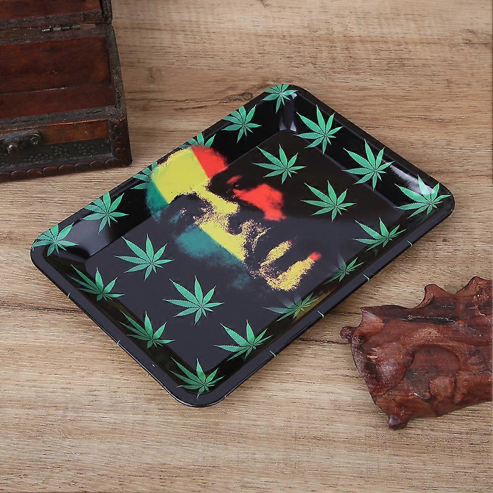 Tinplate Cigarette Rolling Tray Smoke Rolling Paper Tray Storage Plate Discs 18 x 12.5cm