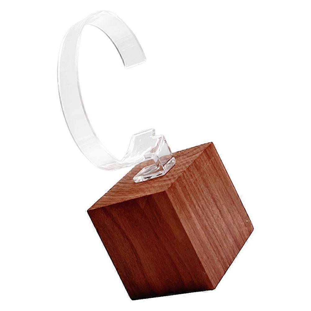 Transparent Wristwatch Display Stand with Black Walnut Base – Compact & Durable Watch Storage Holder for Men & Women – Portable Desktop Organizer for
