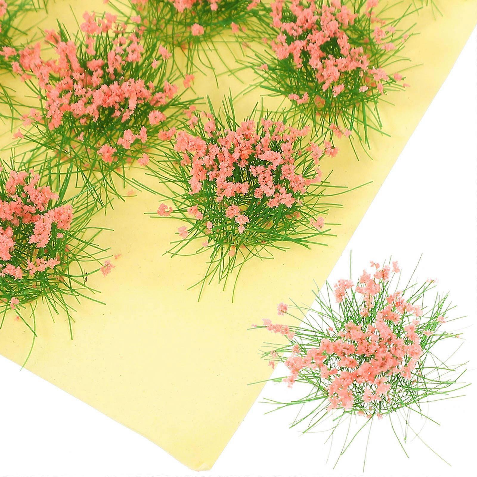 Pink Plastic Grass Cluster for Decor Lightweight and Durable Perfect for Sand Table and Miniature Garden