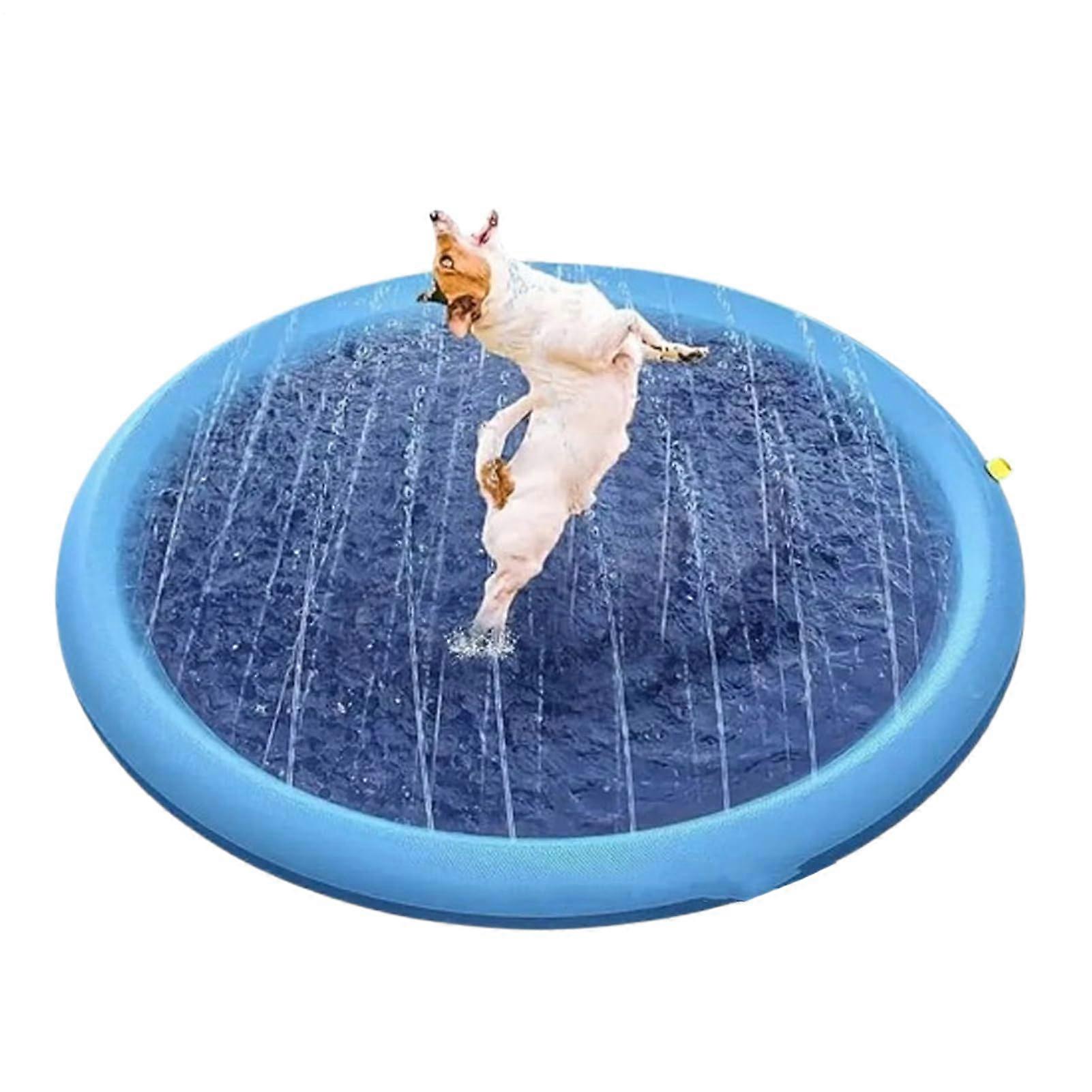 子供のためのスプリンクラースプラッシュパッド、家族のための屋外の水おもちゃ、公園、裏庭、キャンプブルー200 cm