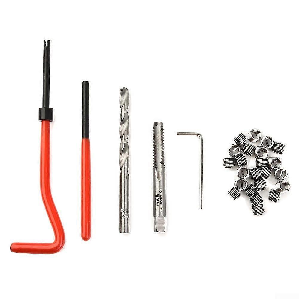 Versatile M6 thread kit including wrench and stainless steel inserts, 30 pieces