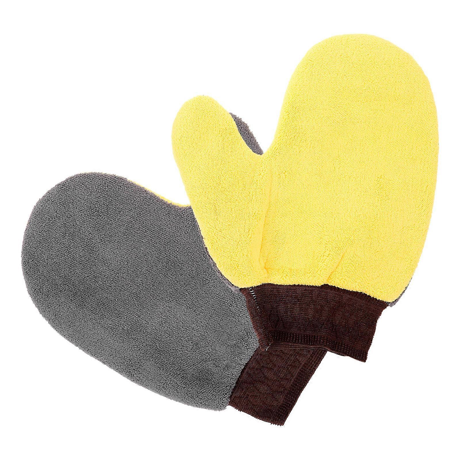 Thickened Car Wash Mitts   2pcs Durable Scratch Resistant Gloves with Elastic Cuff for Washing, Polishing and Waxing
