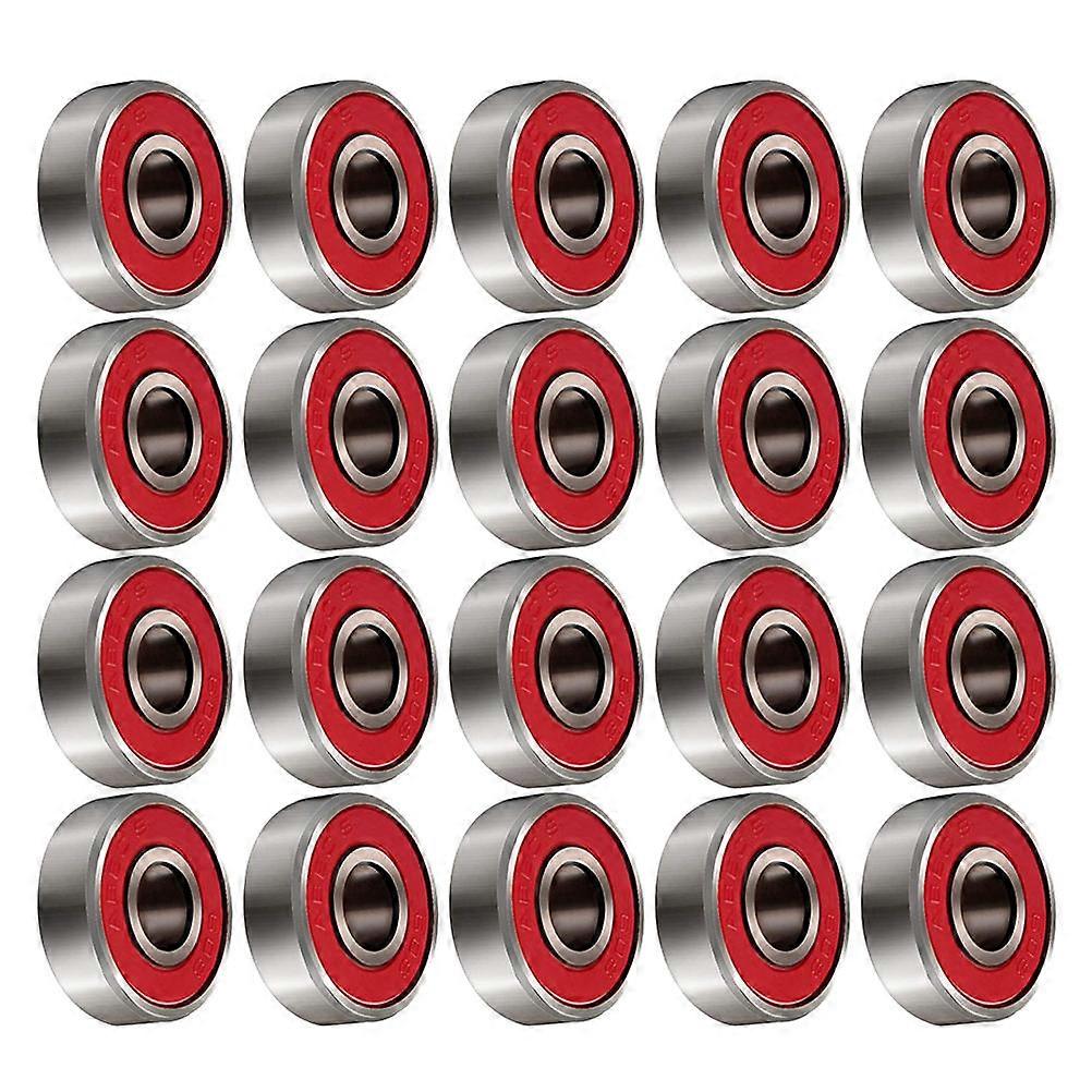20pcs 608 Inline Roller Skate Wheel Bearing Anti Rust Skateboard Wheel Sealed 9 Red