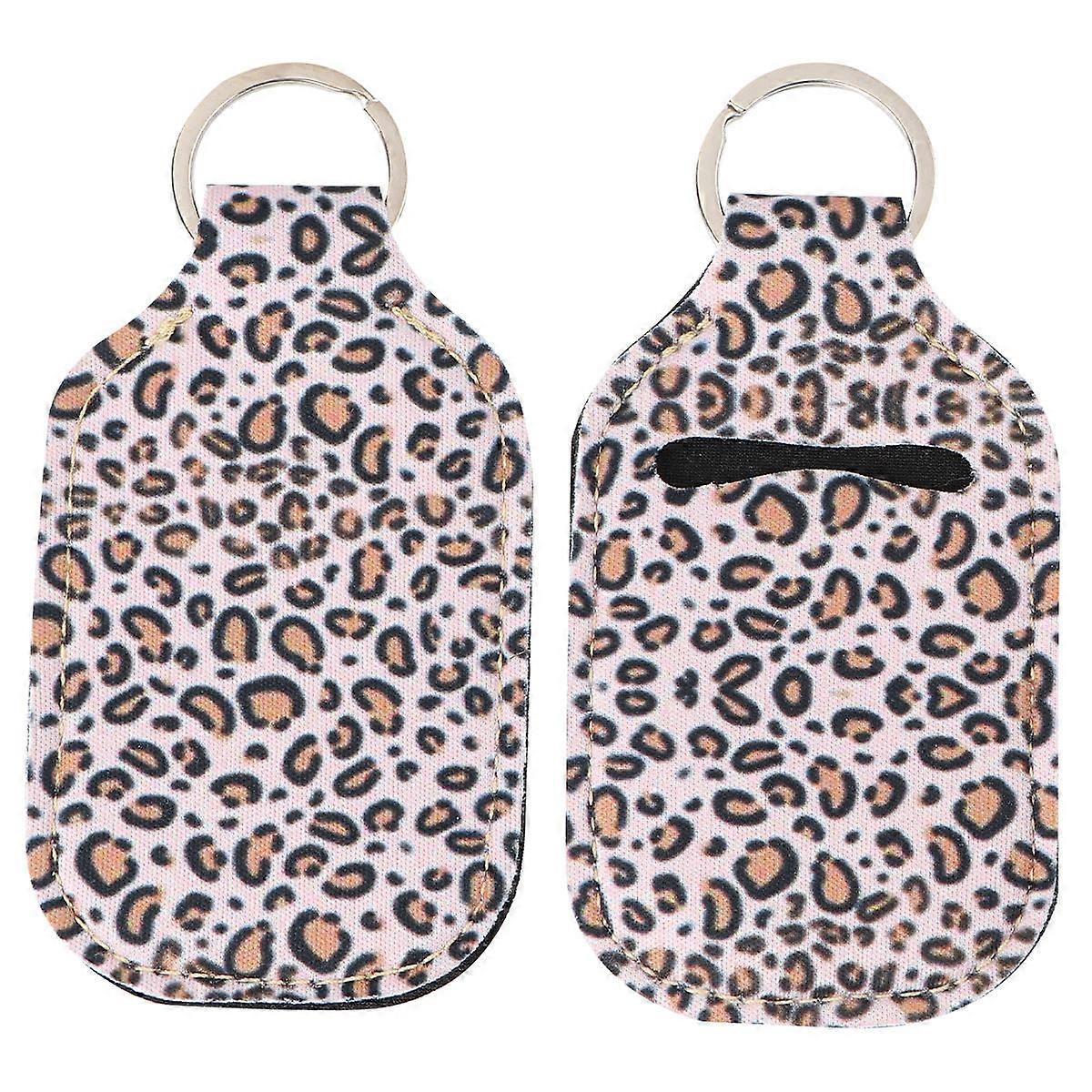 Keychain Bag Charm Square Key Chain Leopard 10.3x6x1cm Stringing Keys 2Pcs