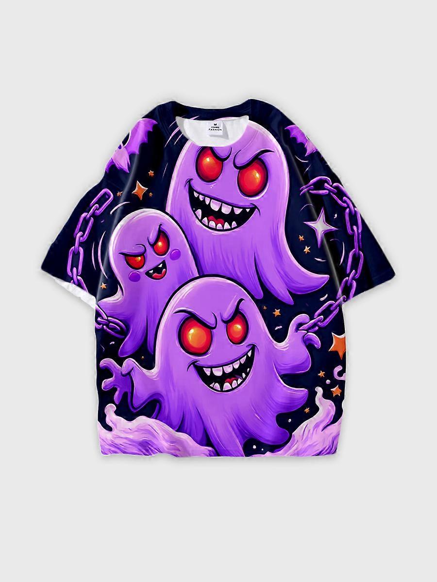 T-shirt round neck Pattern loose short sleeve N3135