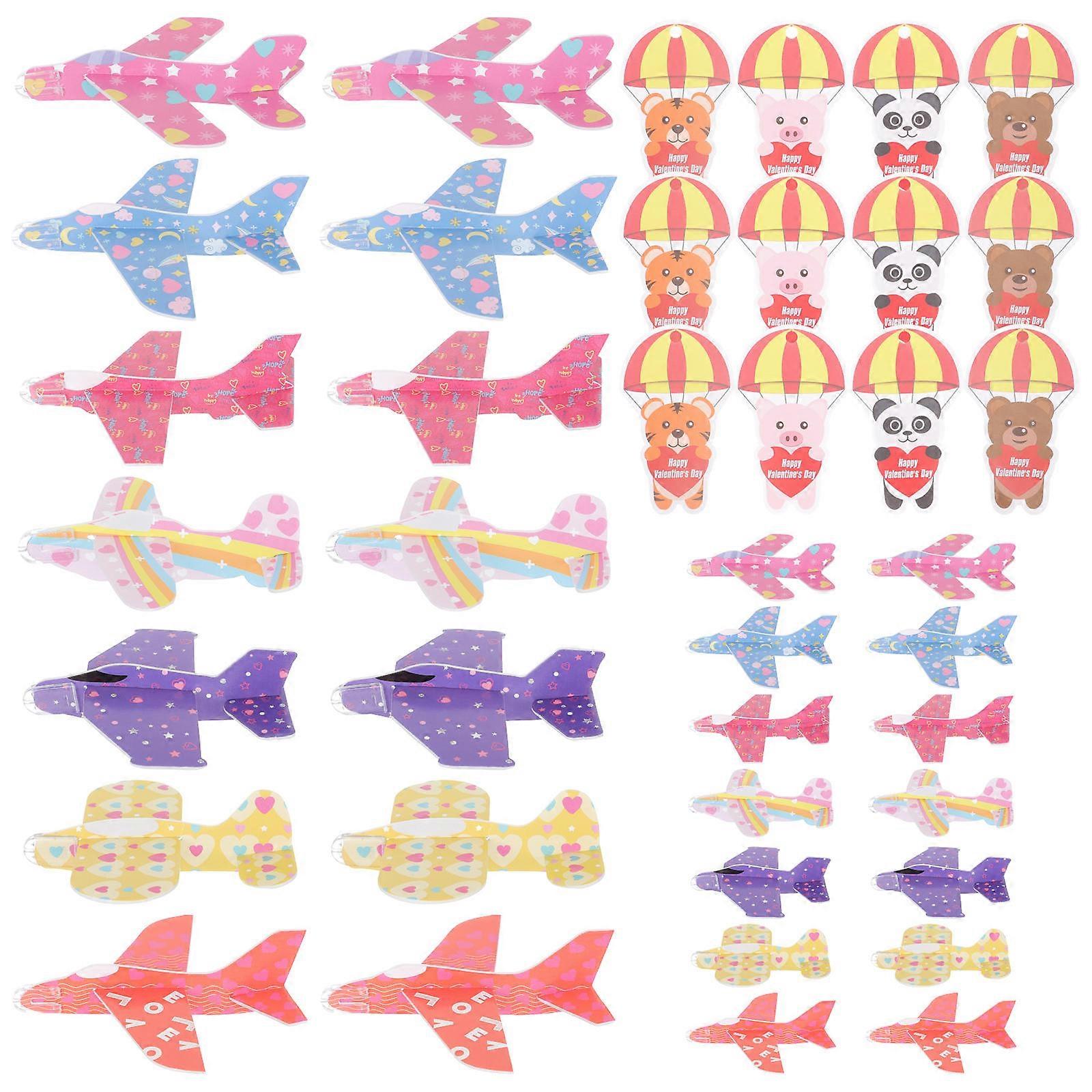DIY Assemble Toy Planes for Kids in Assorted Color with Greeting Cards Ideal for Valentine's Day Celebrations with 28-Pcs