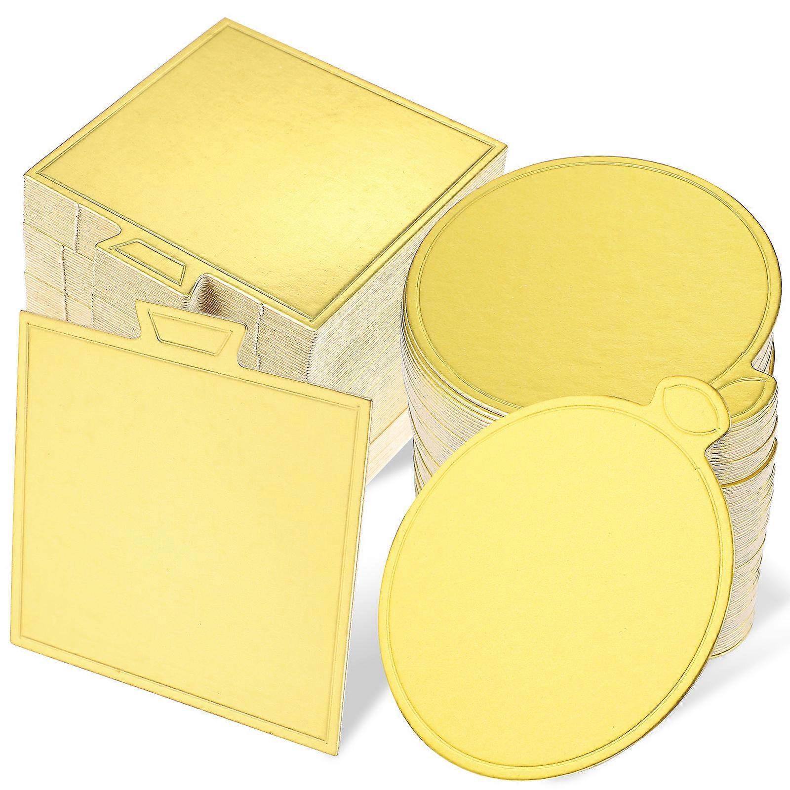 Golden Cake Boards for Food Use Square and Round Paper Display Trays 200 Pcs