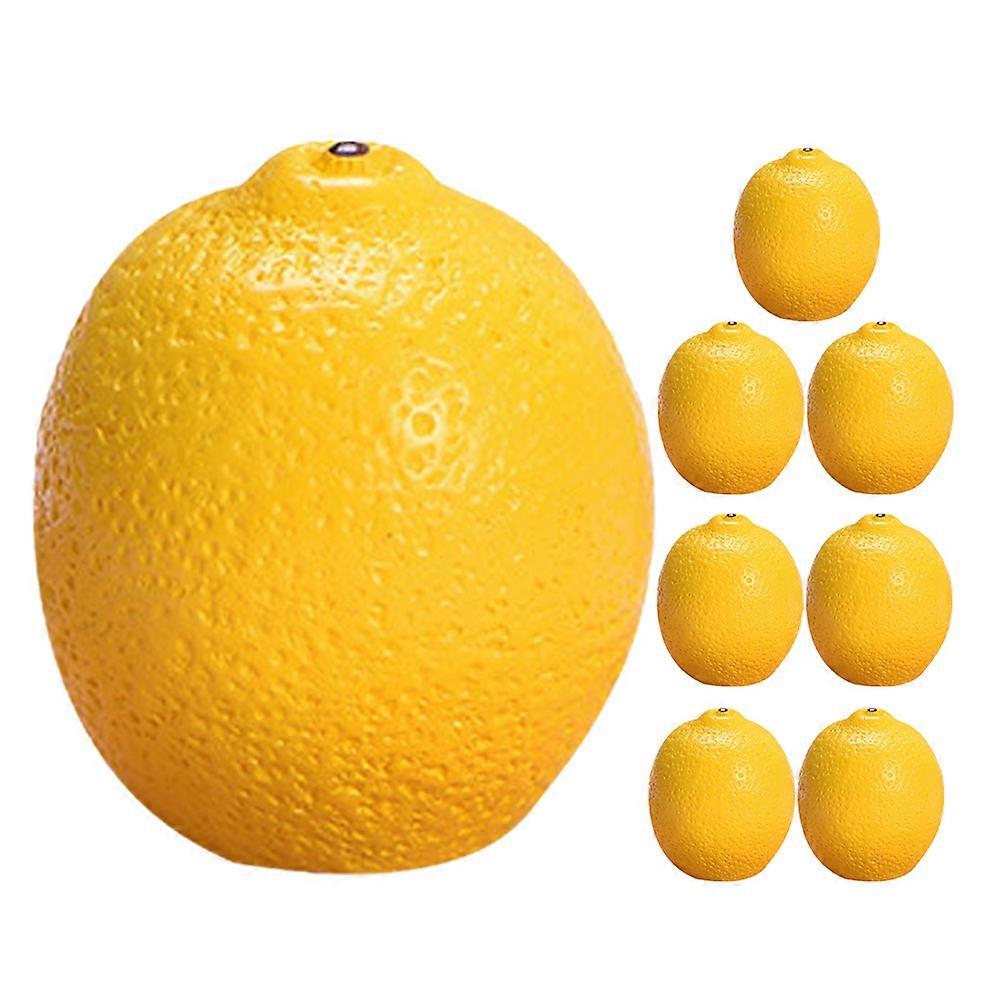 Realistic Mini Artificial Lemon Props for Decoration Vivid Yellow Resin 8 Pieces
