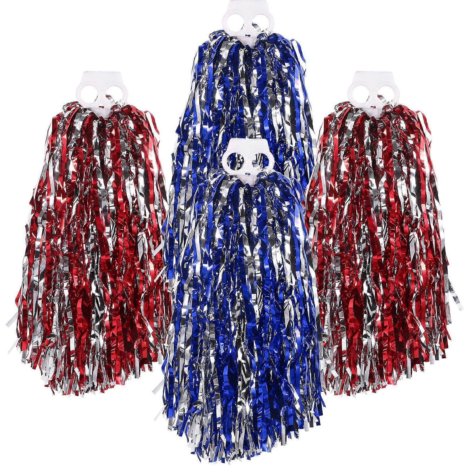 Bright Assorted Color Cheerleading Pom Poms Made of Durable PE Material for Party Use and Dance Performance 4pcs