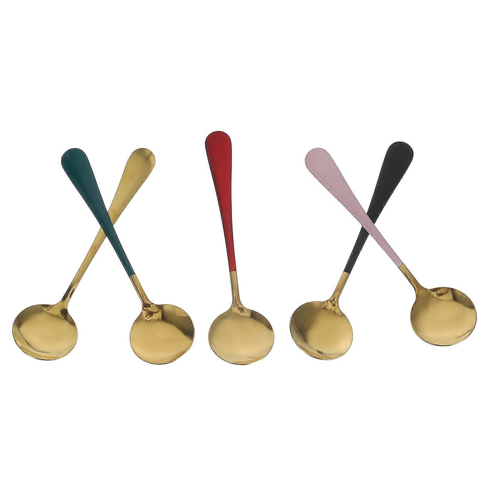 Long Handle Spoons 5Pcs Assorted Color Stainless Steel for Home Use Versatile Use