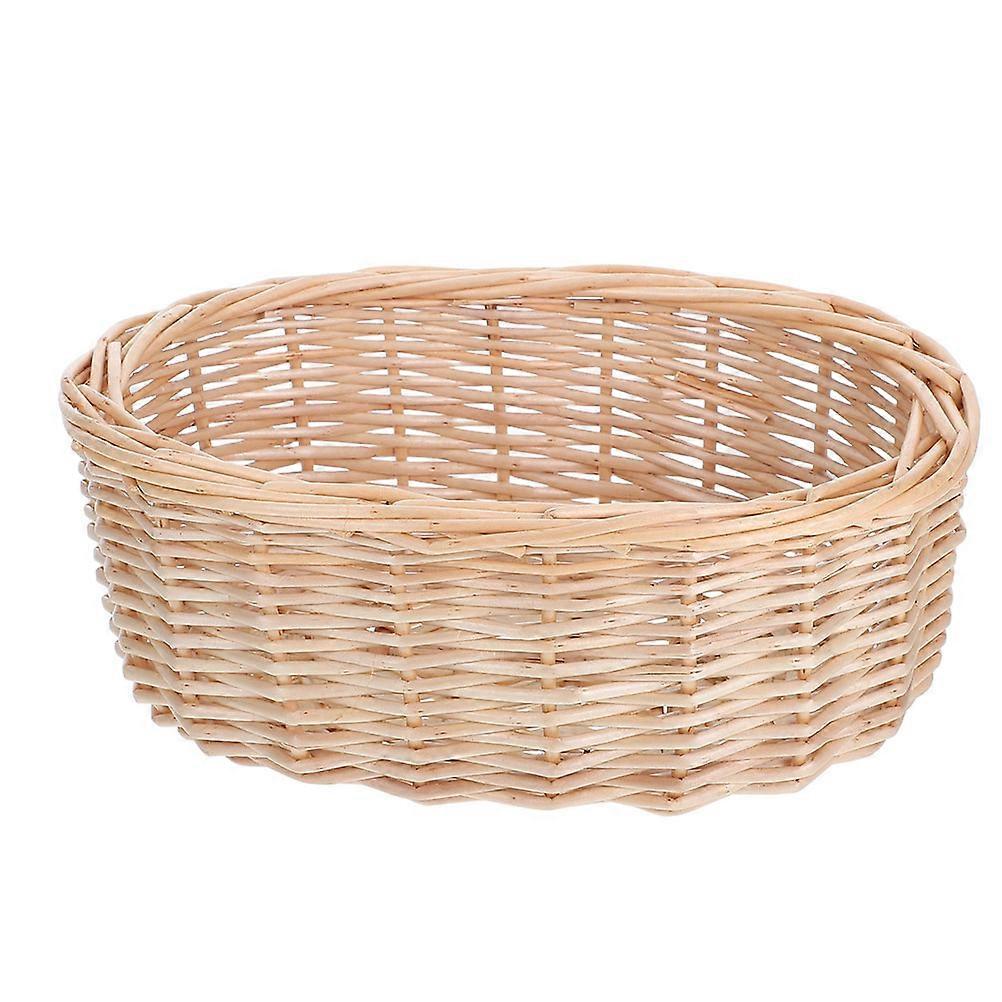 Natural Wicker Bread Basket For Kitchen Table Decor With Rustic Charm And Oval Shape 1Pcs