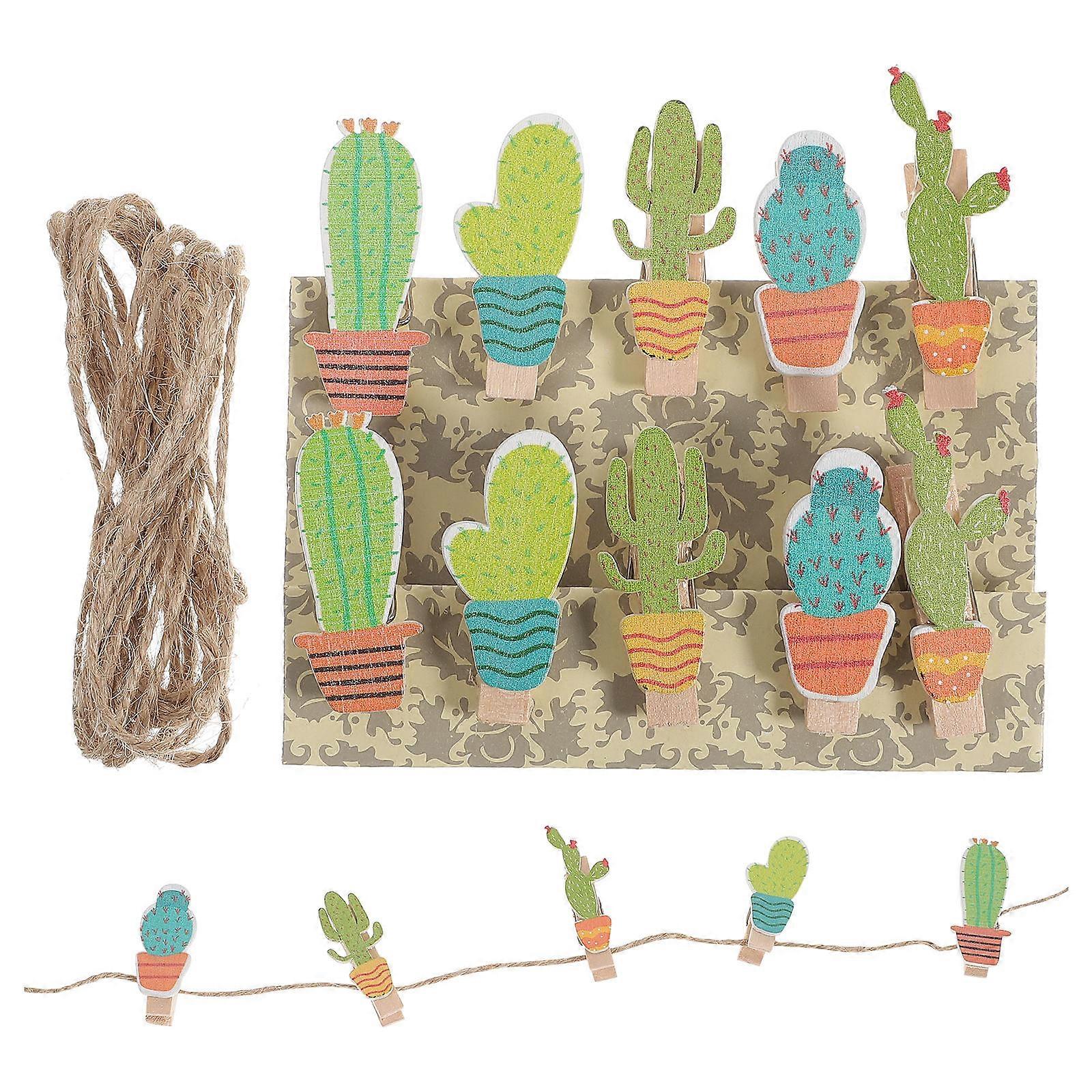 Craft Clothespins For Photos 10 Sets Multi Wooden Clips With Ropes Designed For DIY Crafts And Wall Hanging
