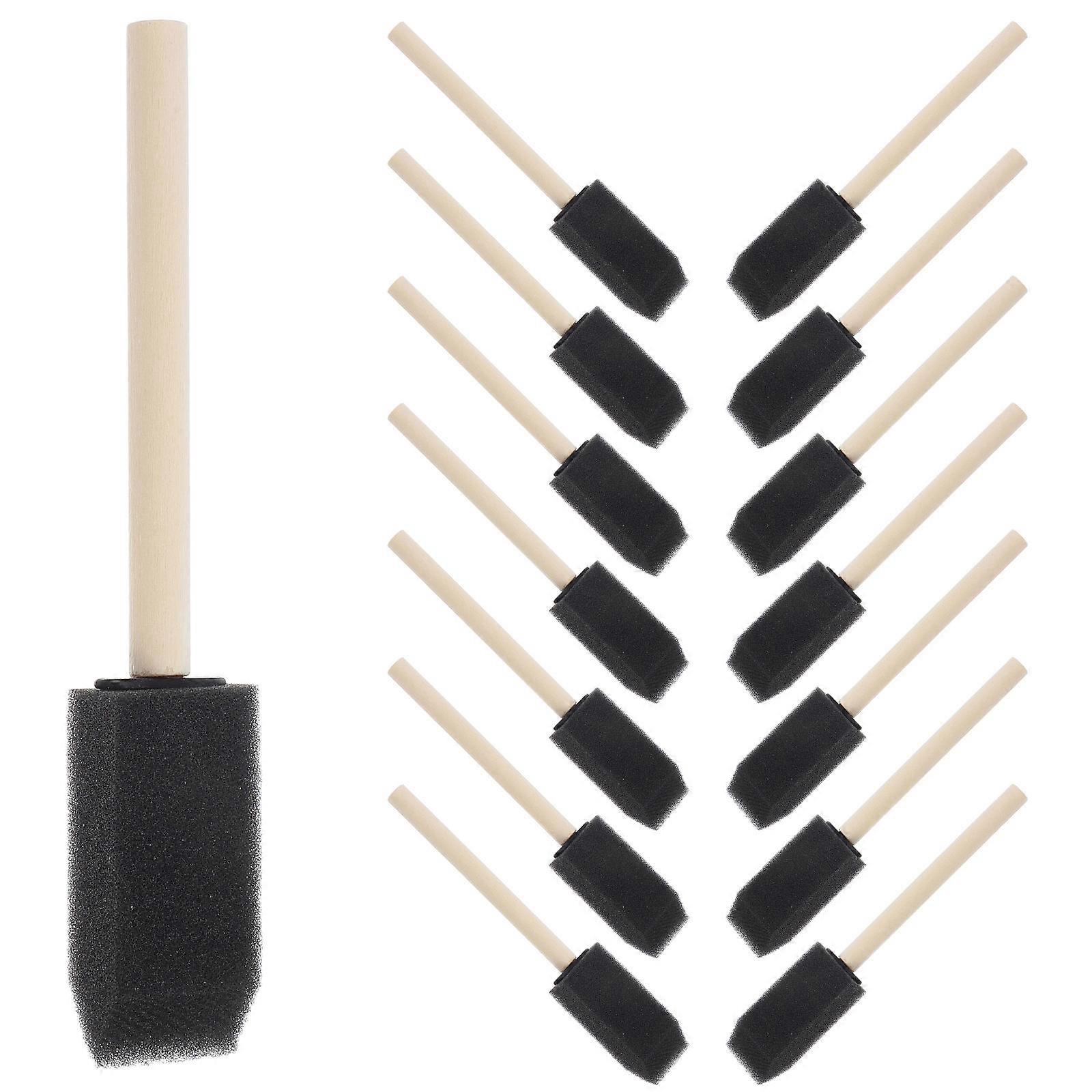 36 Pcs Wood Handle Sponge Brushes for Kids Graffiti and Crafting Multi Specification Painting Tools for Handheld Drawing