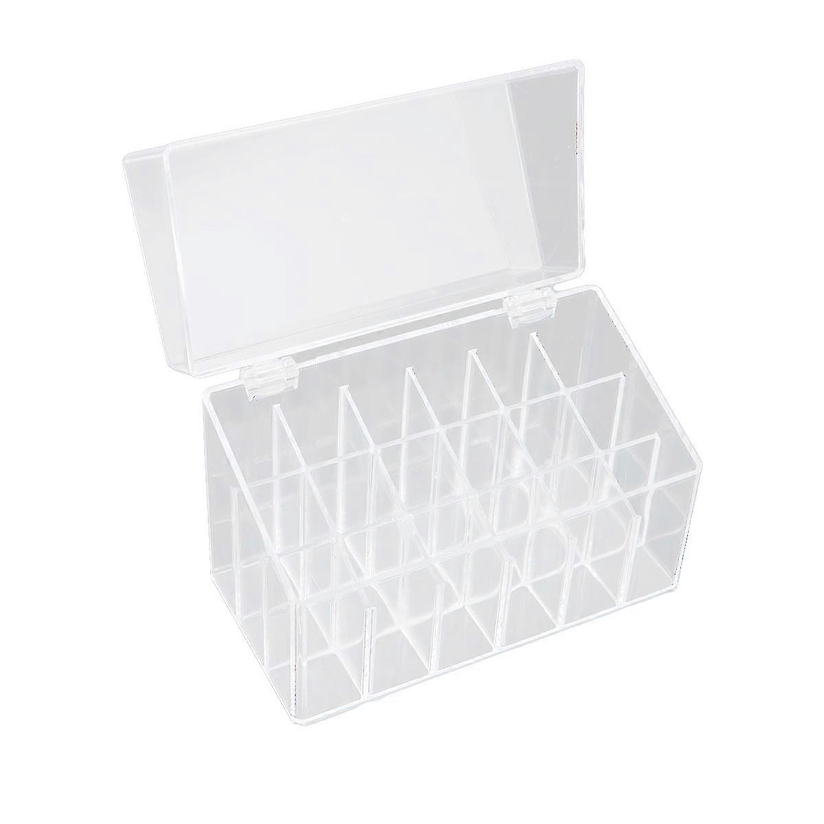 White Plastic Lipstick Storage Box with 18 Slots Dustproof Display Case for Dressing Table