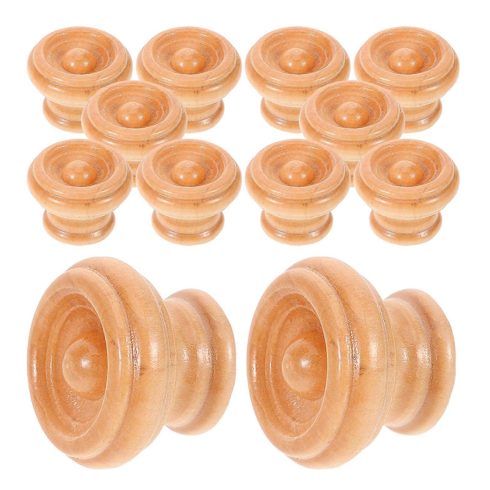 Light Brown Wood Drawer Pulls with Elegant Design for Home Decoration Easy Installation 12 Sets